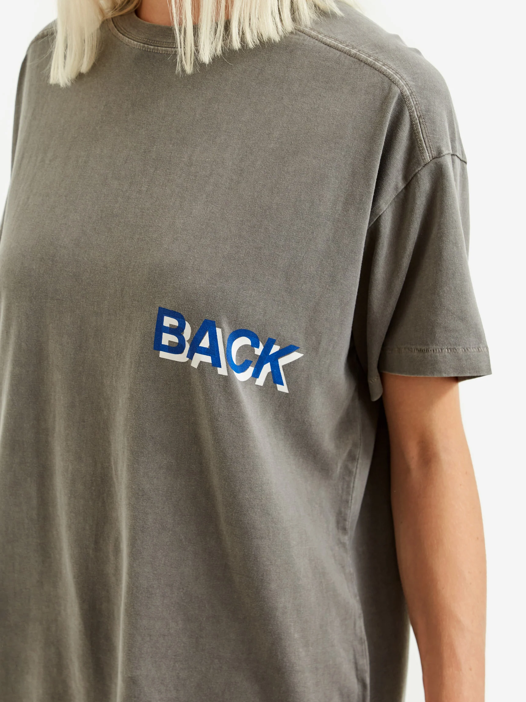 Stand Alone Back Logo Printed T-Shirt - Grey - Image 3