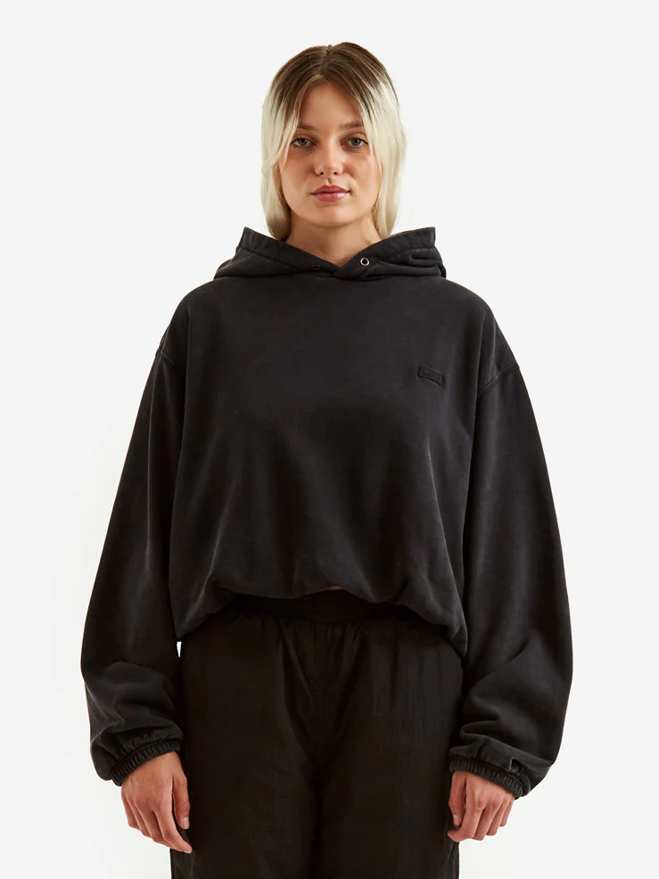 Stand Alone Balloon Cropped Hoodie - Black