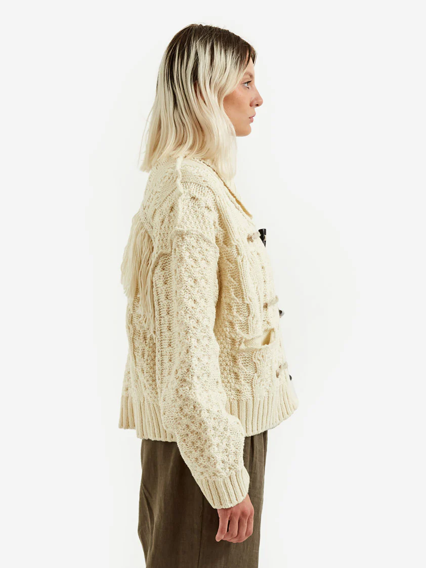 Stand Alone Fisherman Fringe Cardigan - Ivory - Image 2