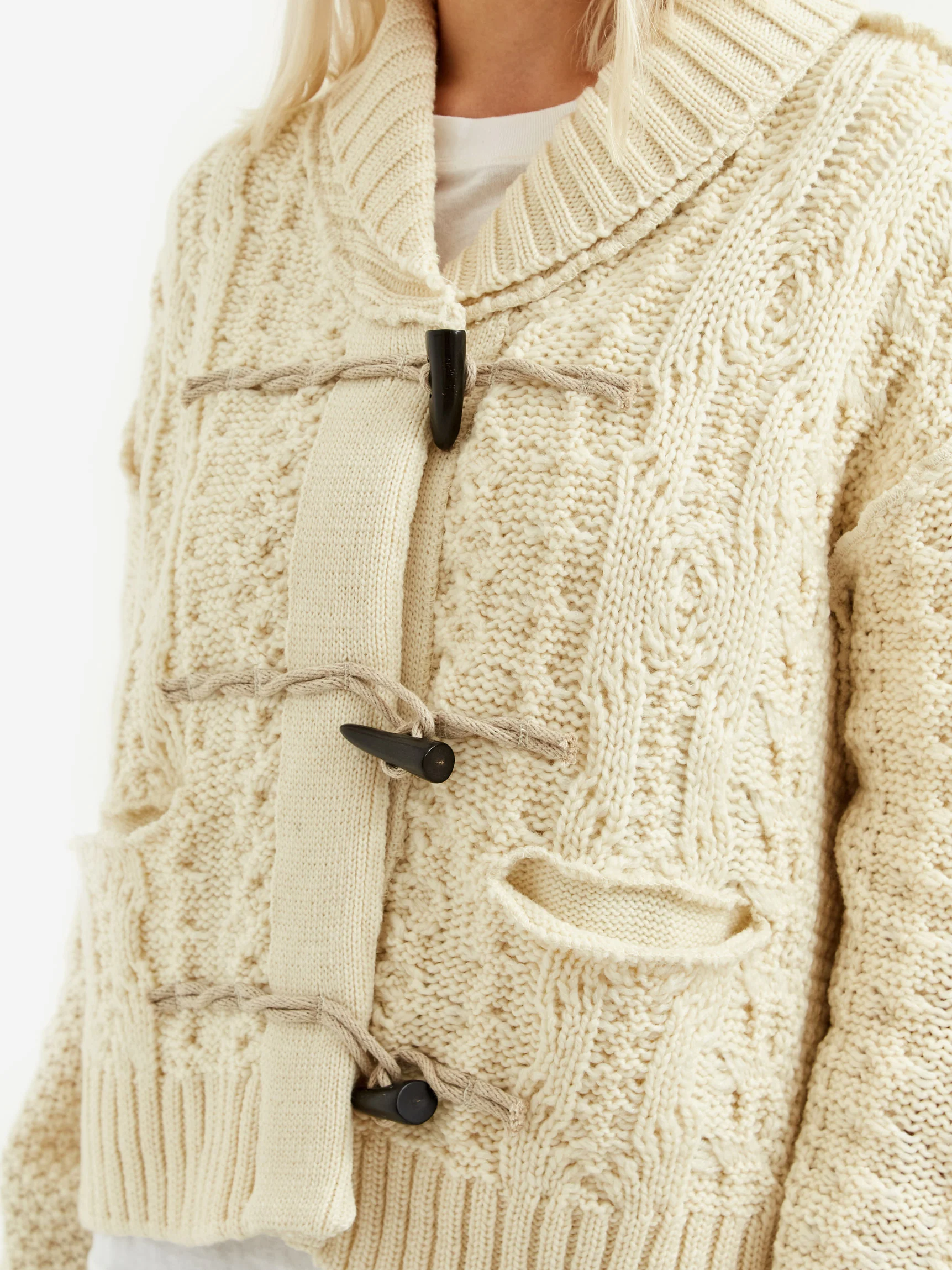 Stand Alone Fisherman Fringe Cardigan - Ivory - Image 4