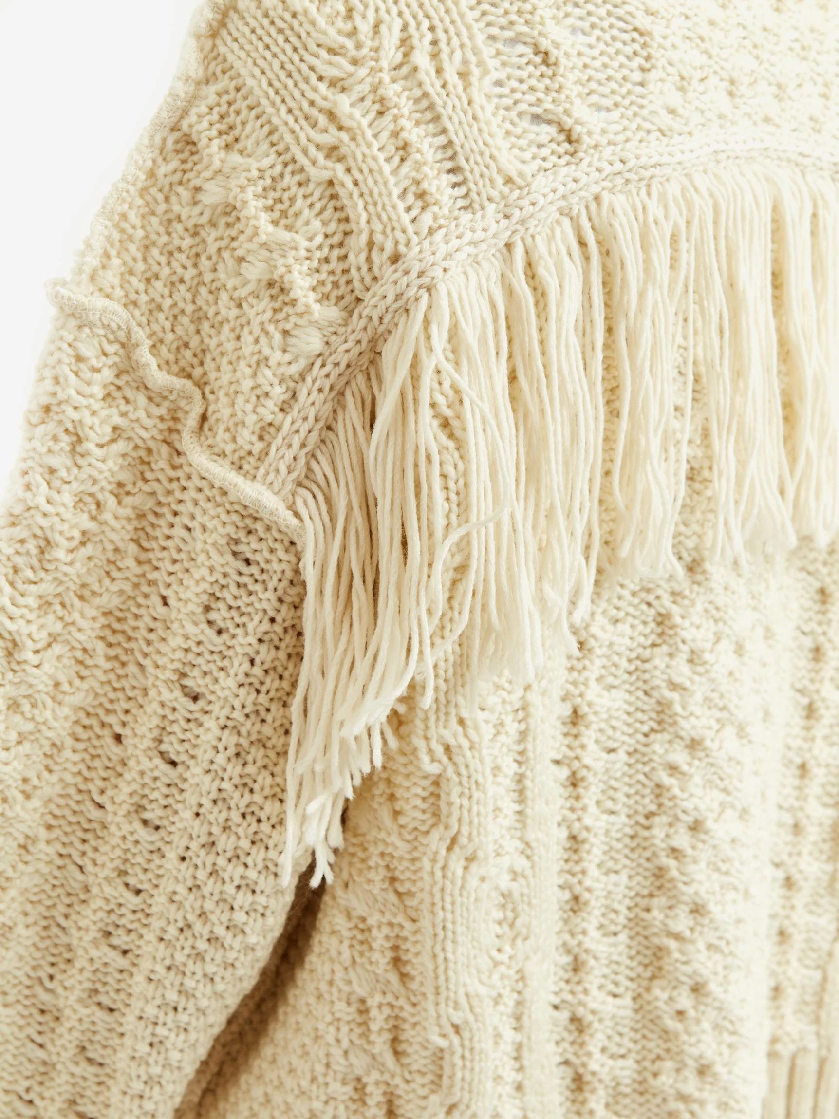 Stand Alone Fisherman Fringe Cardigan - Ivory - Image 5