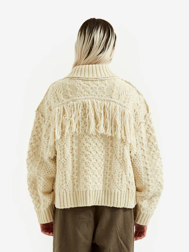 Stand Alone Fisherman Fringe Cardigan - Ivory - Image 6