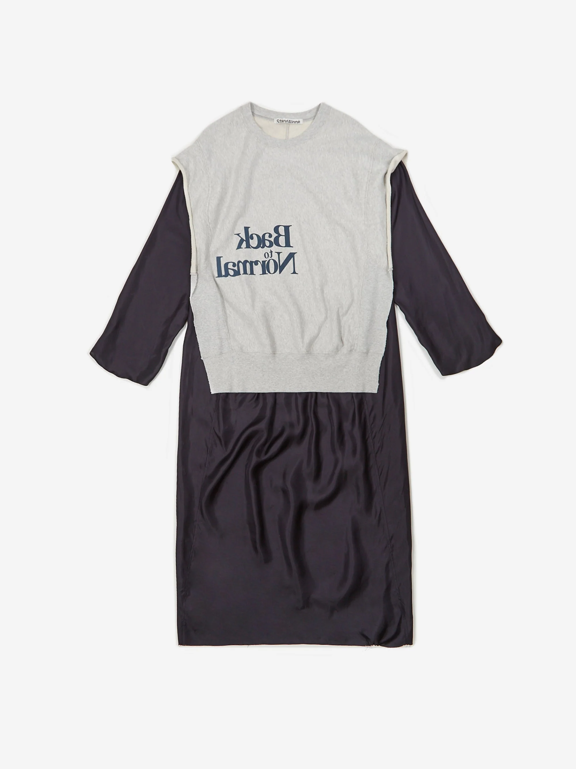 Stand Alone Layered Sweatshirt Dress - Black