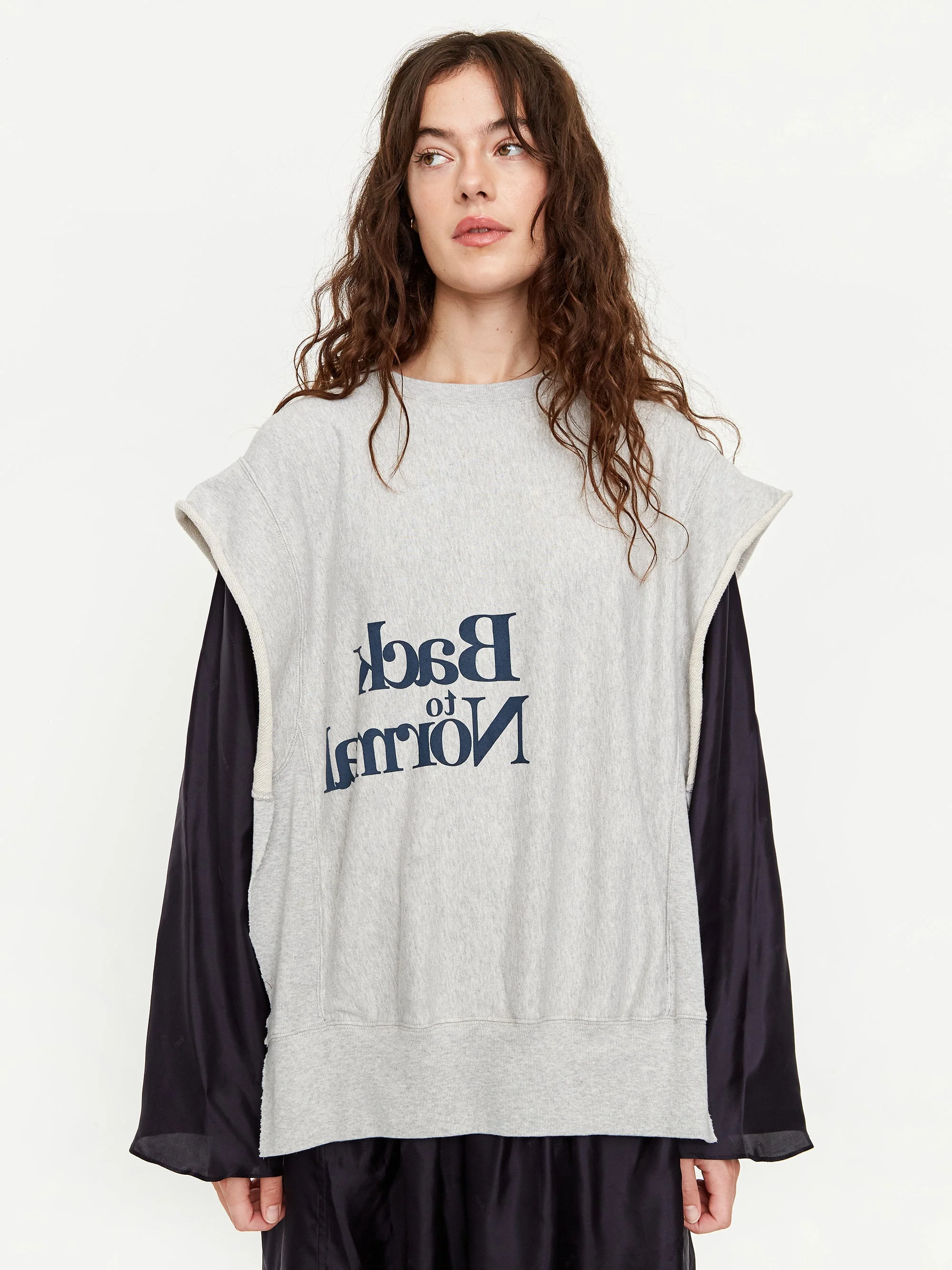 Stand Alone Layered Sweatshirt Dress - Black - Image 6