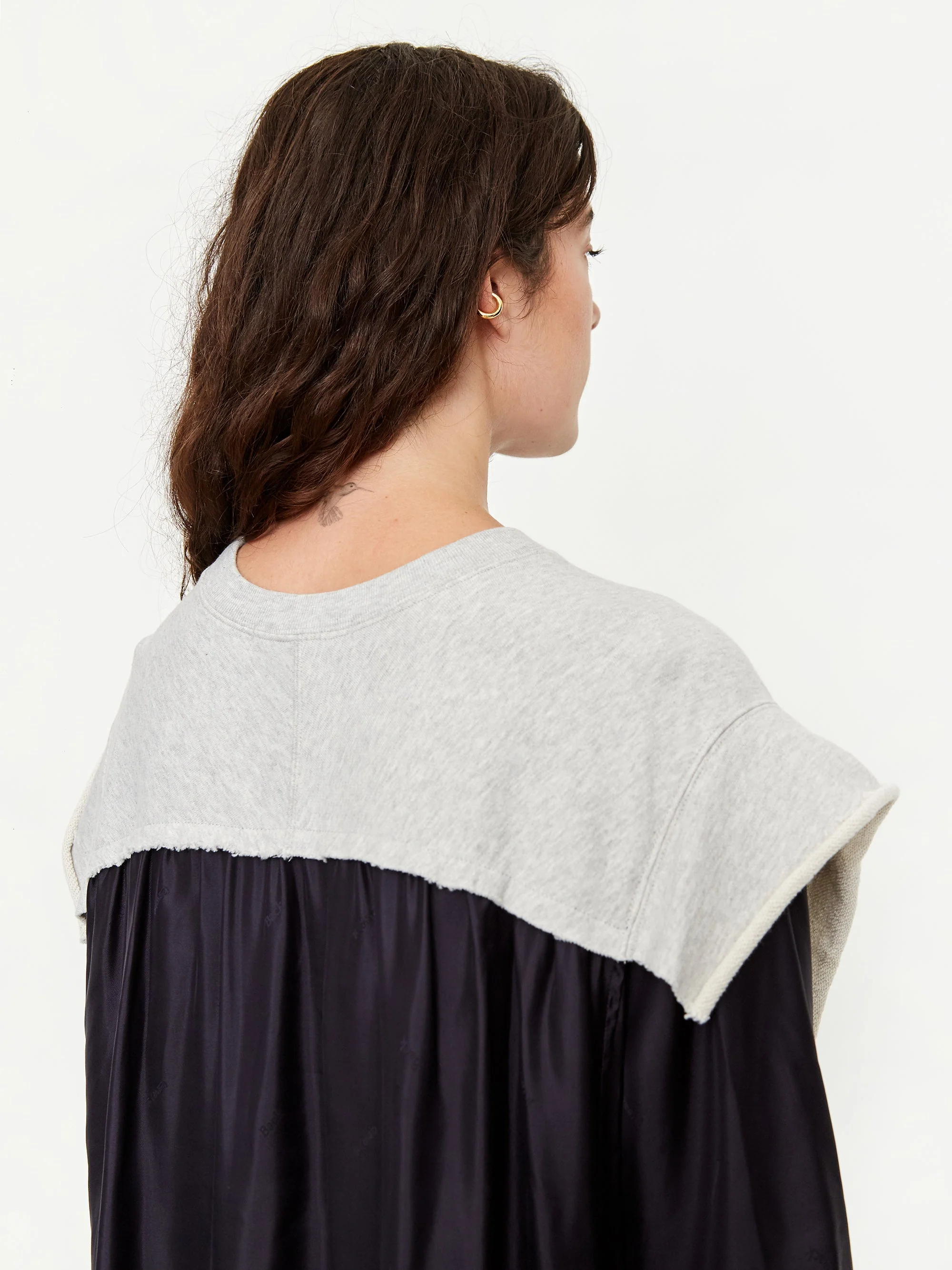 Stand Alone Layered Sweatshirt Dress - Black - Image 8