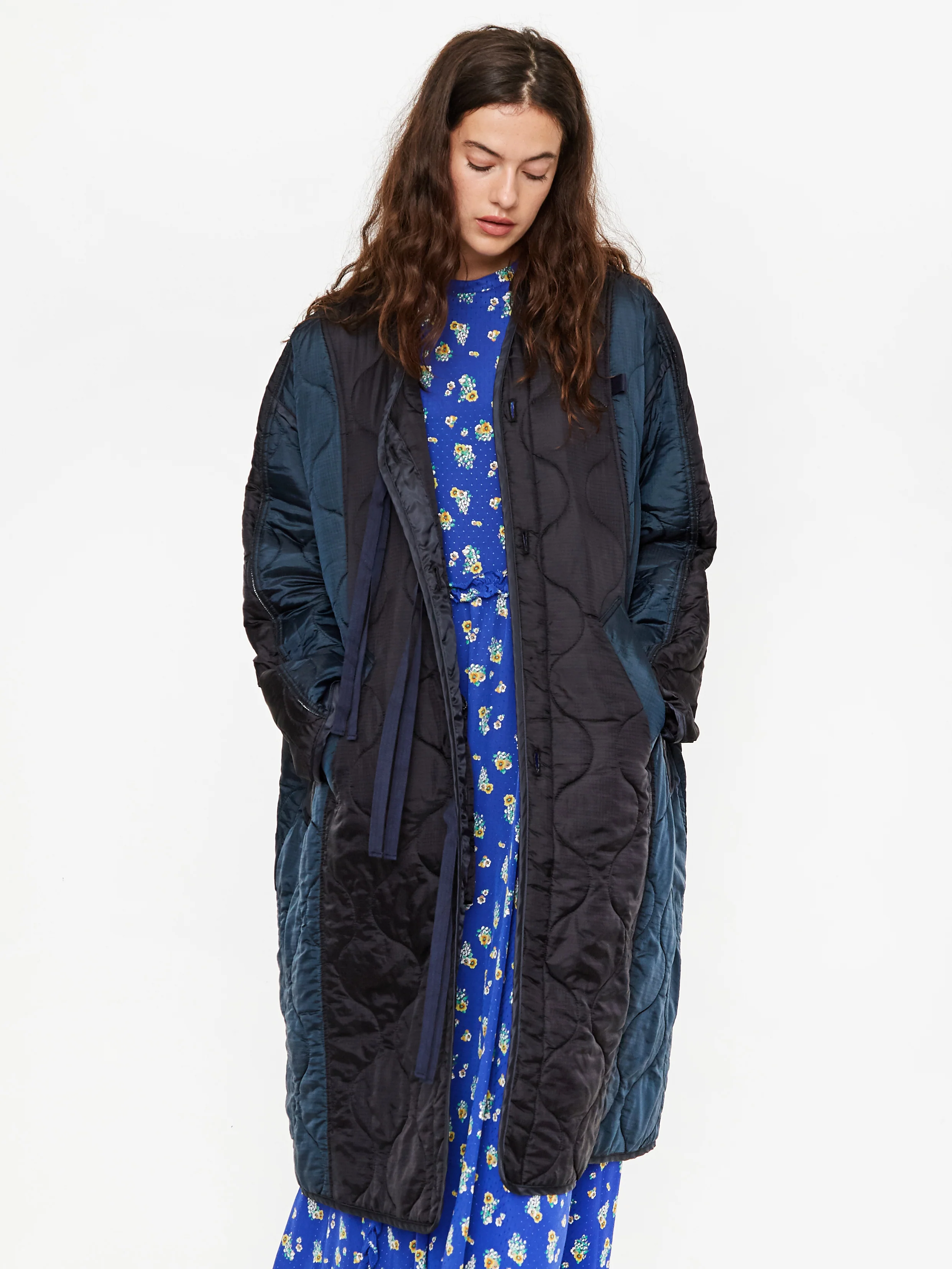Stand Alone Military Quilted Liner Coat - Black