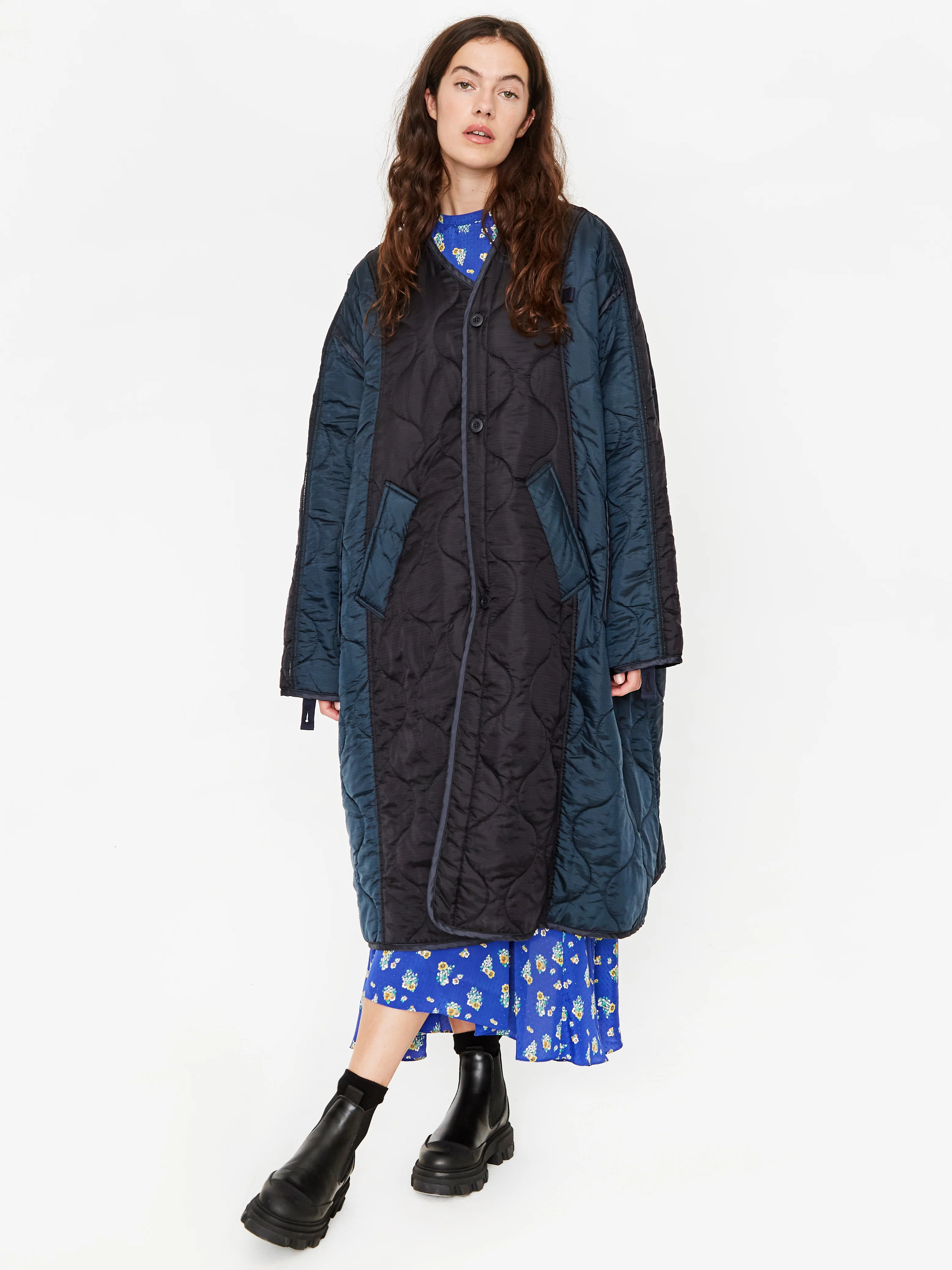 Stand Alone Military Quilted Liner Coat - Black - Image 3