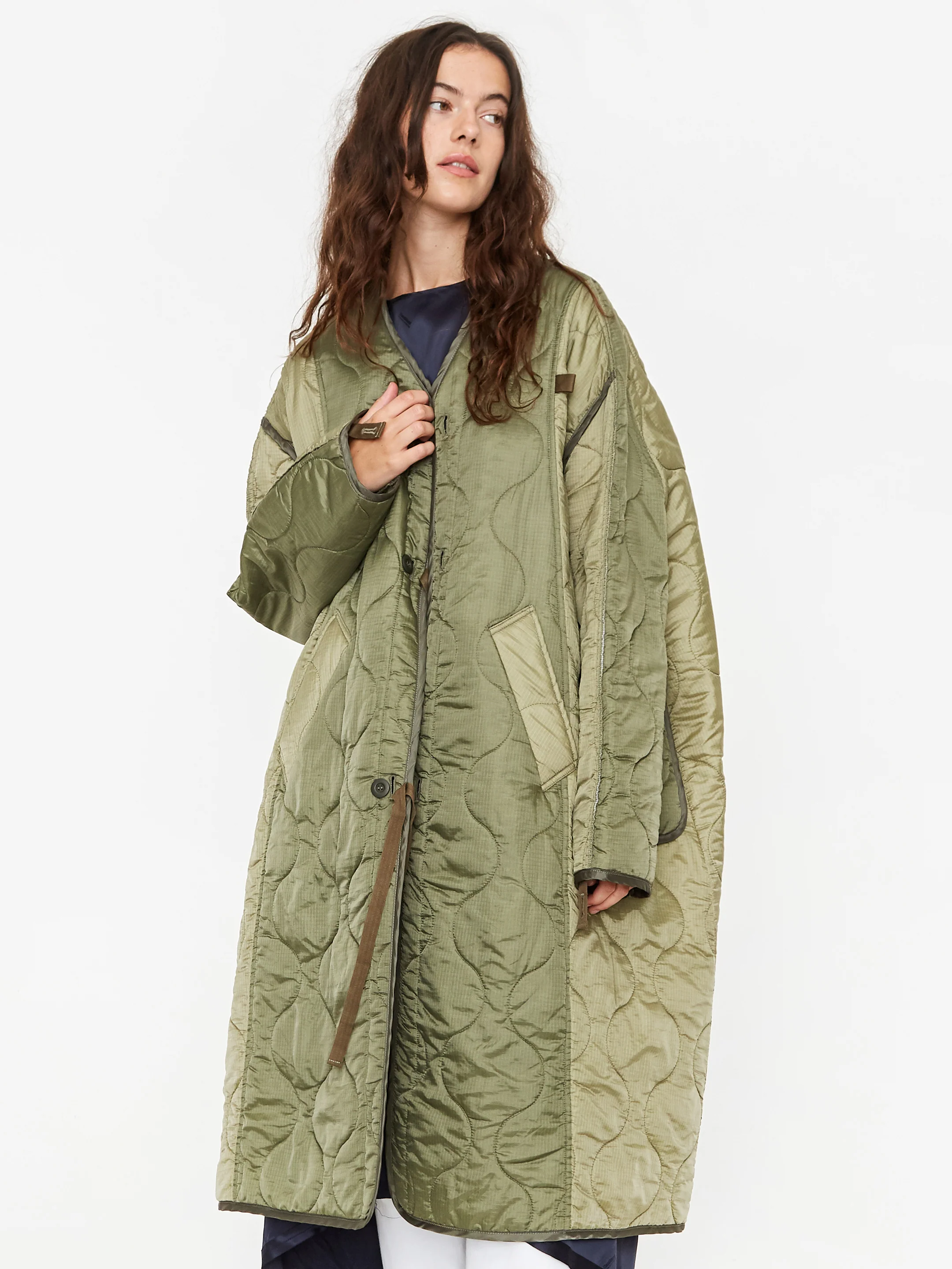 Stand Alone Military Quilted Liner Coat - Khaki - Image 4
