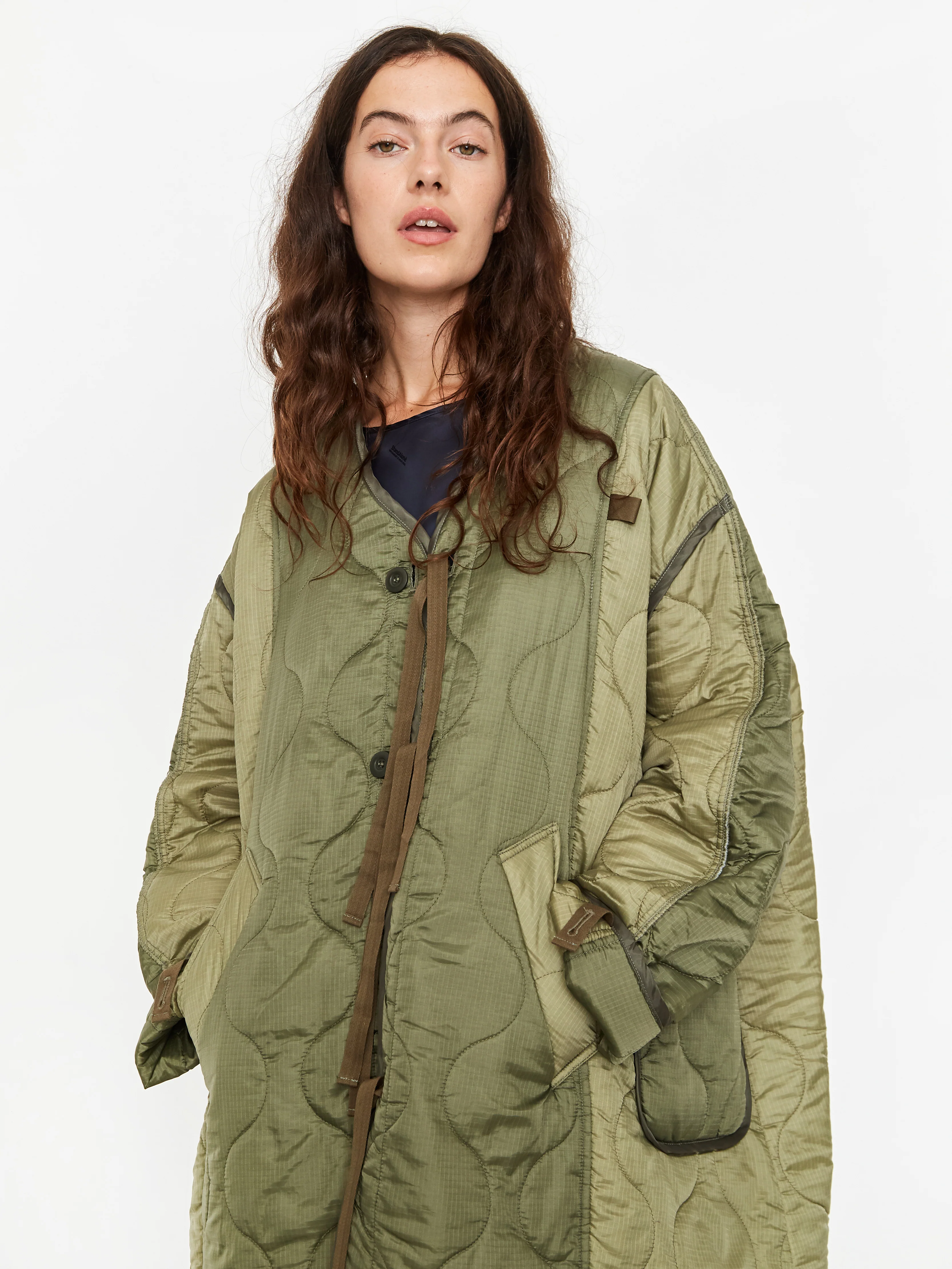 Stand Alone Military Quilted Liner Coat - Khaki - Image 5