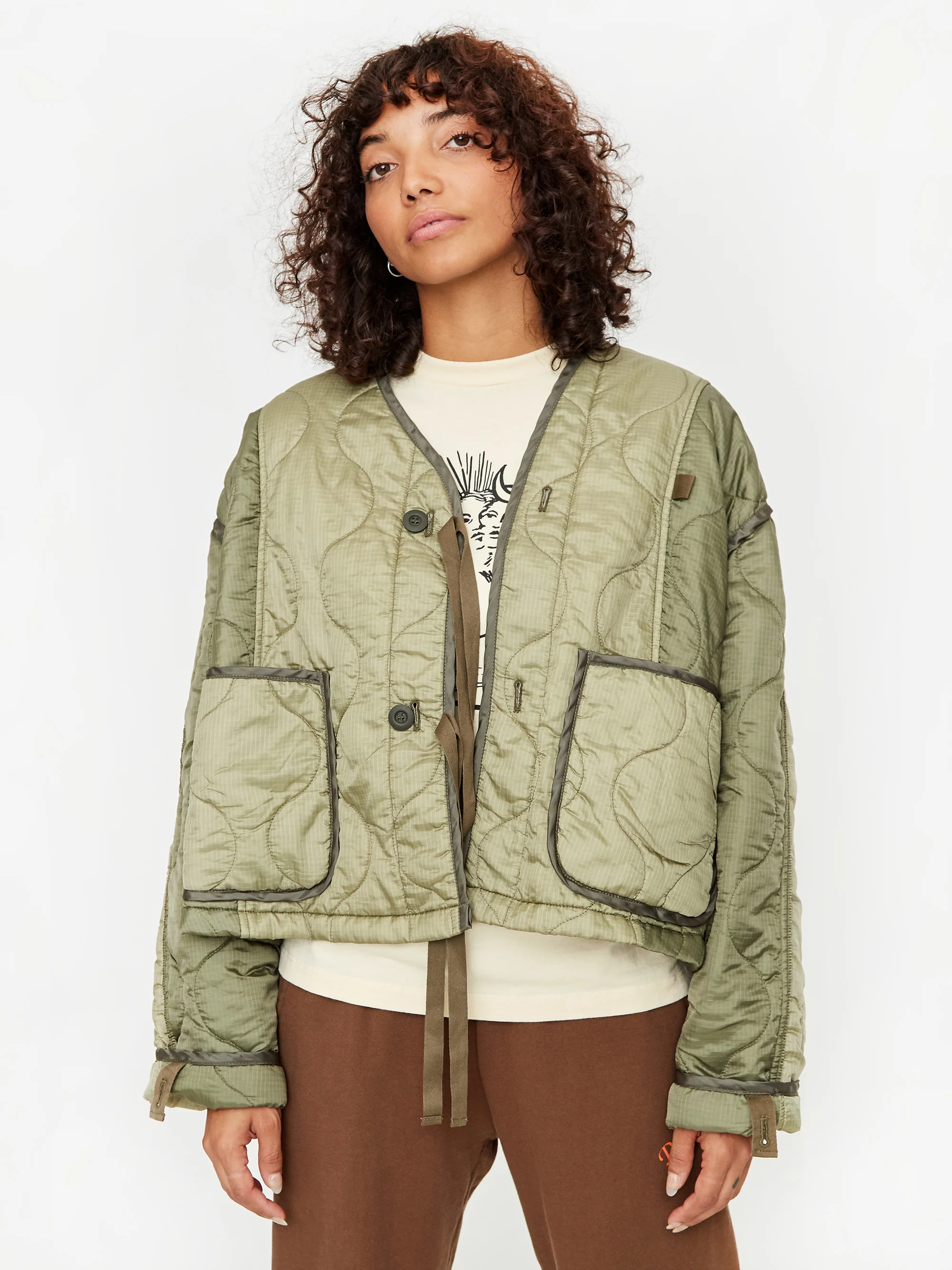 Stand Alone Printed Back Liner Jacket - Khaki - Image 2