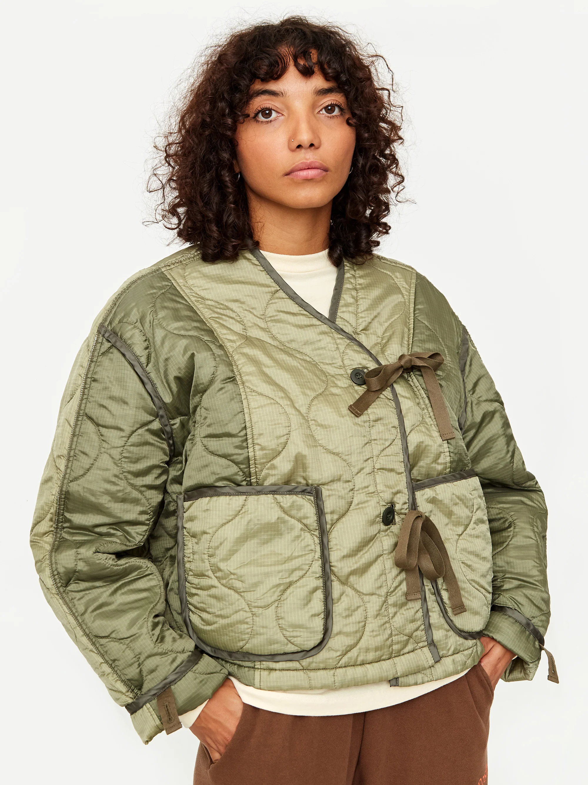 Stand Alone Printed Back Liner Jacket - Khaki - Image 3