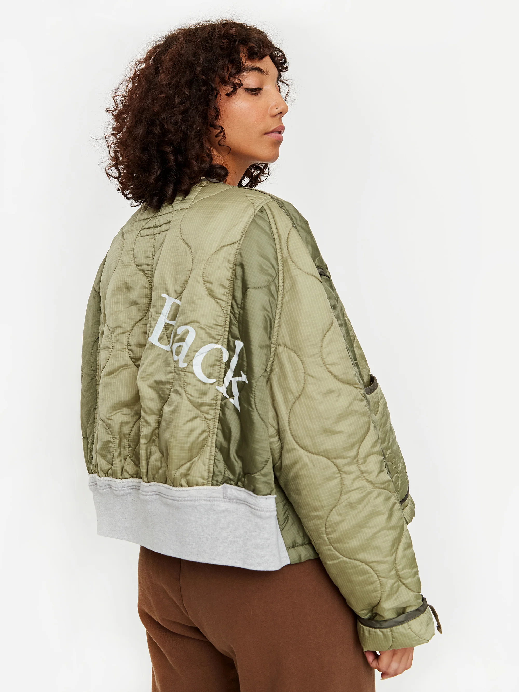 Stand Alone Printed Back Liner Jacket - Khaki - Image 4