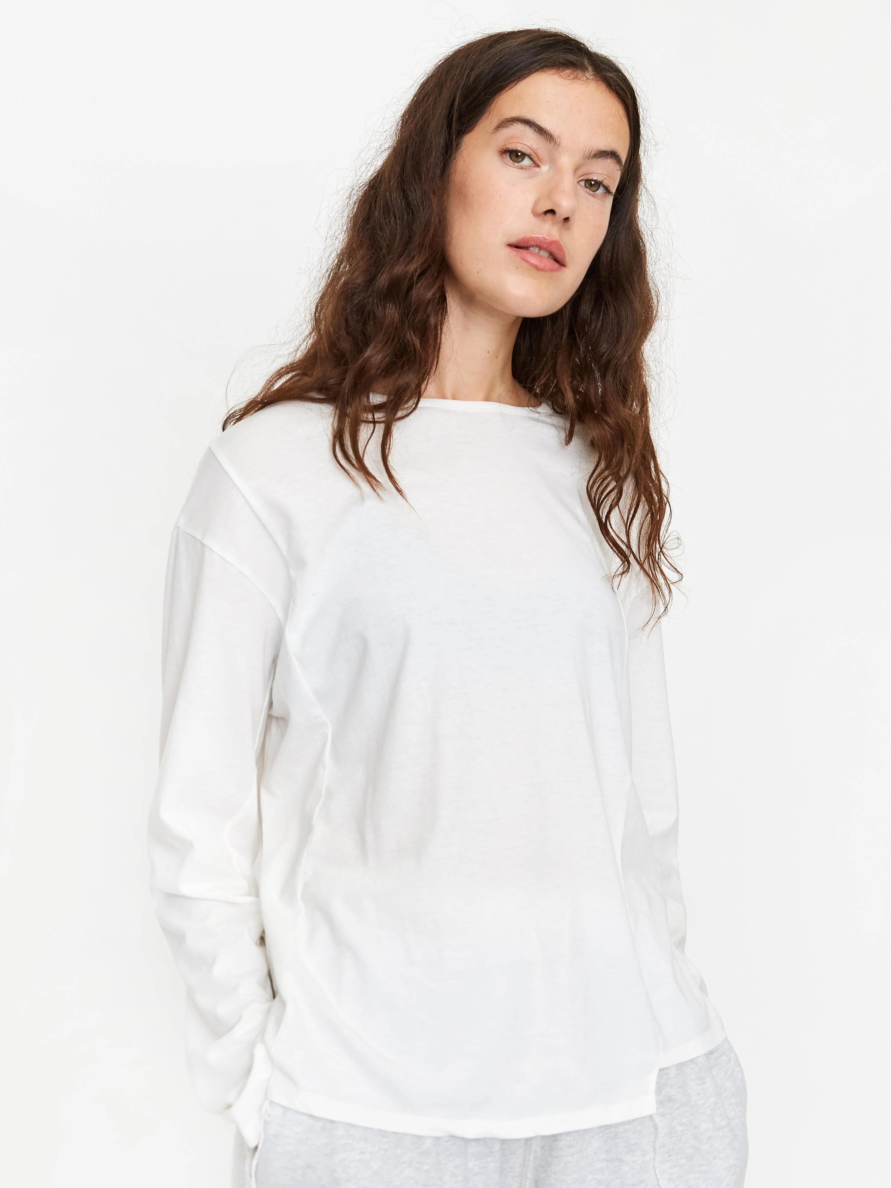 Stand Alone Solid Mixed Block Longsleeve T-Shirt - White - Image 2