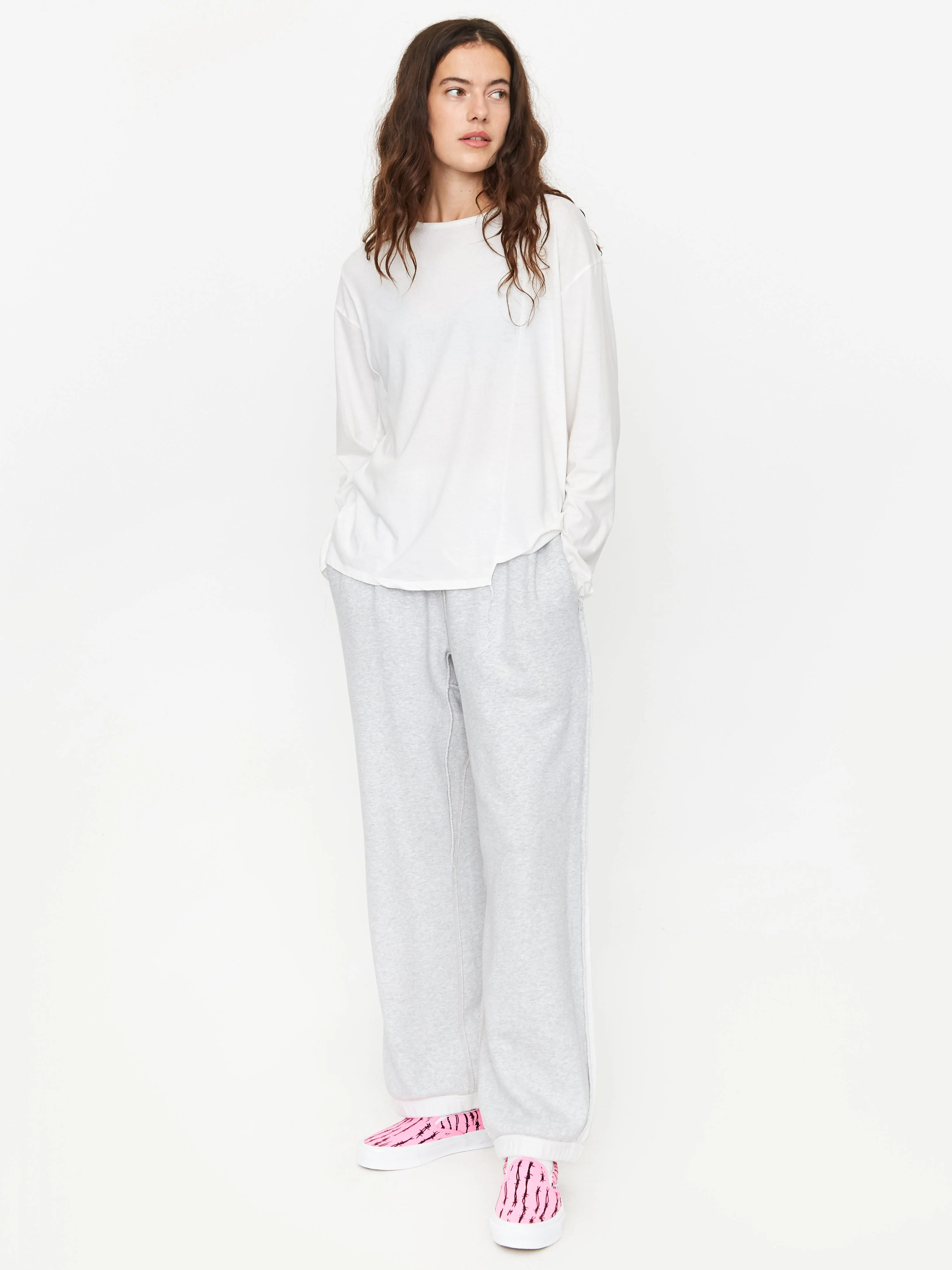 Stand Alone Solid Mixed Block Longsleeve T-Shirt - White - Image 3