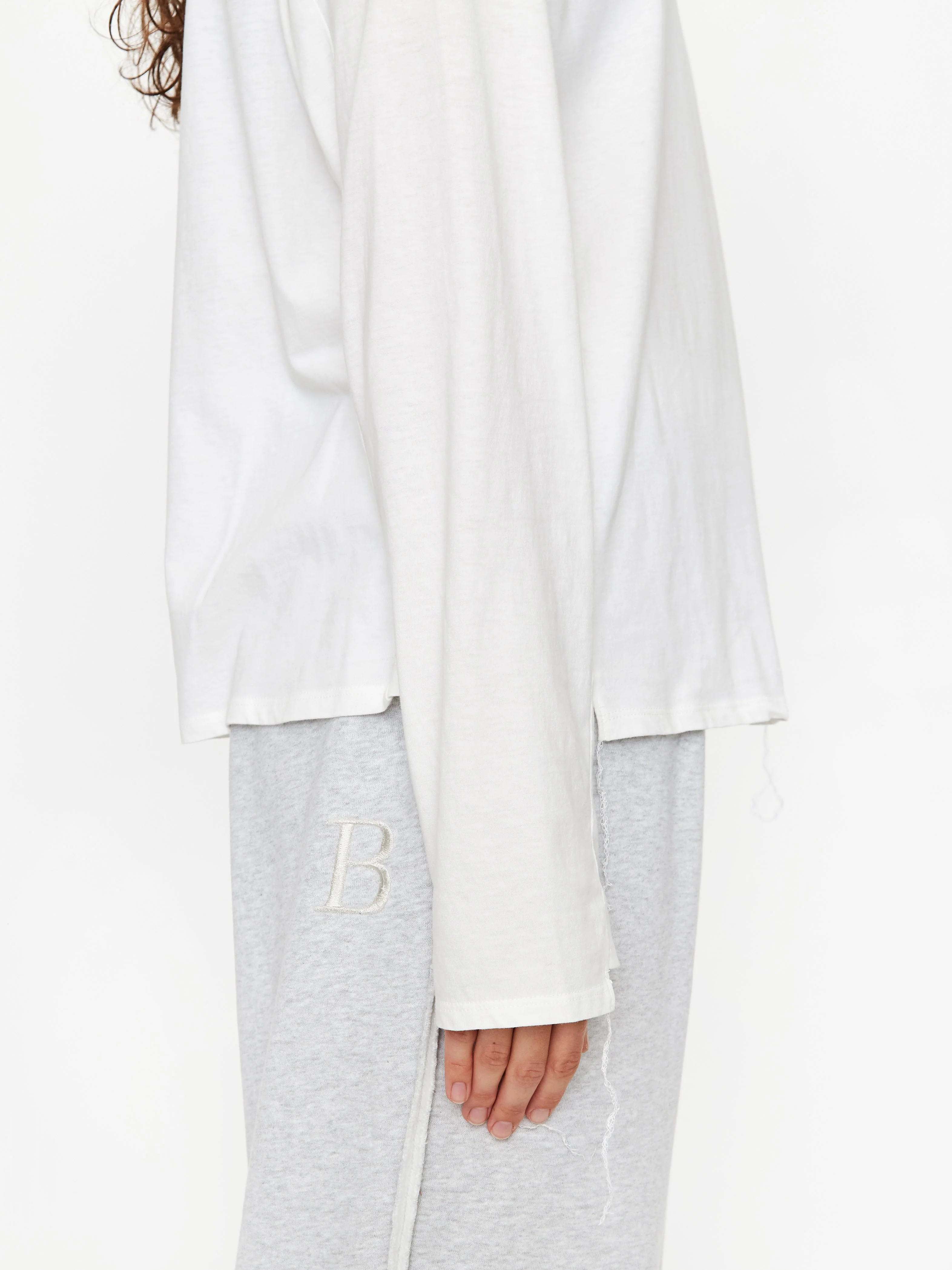 Stand Alone Solid Mixed Block Longsleeve T-Shirt - White - Image 5