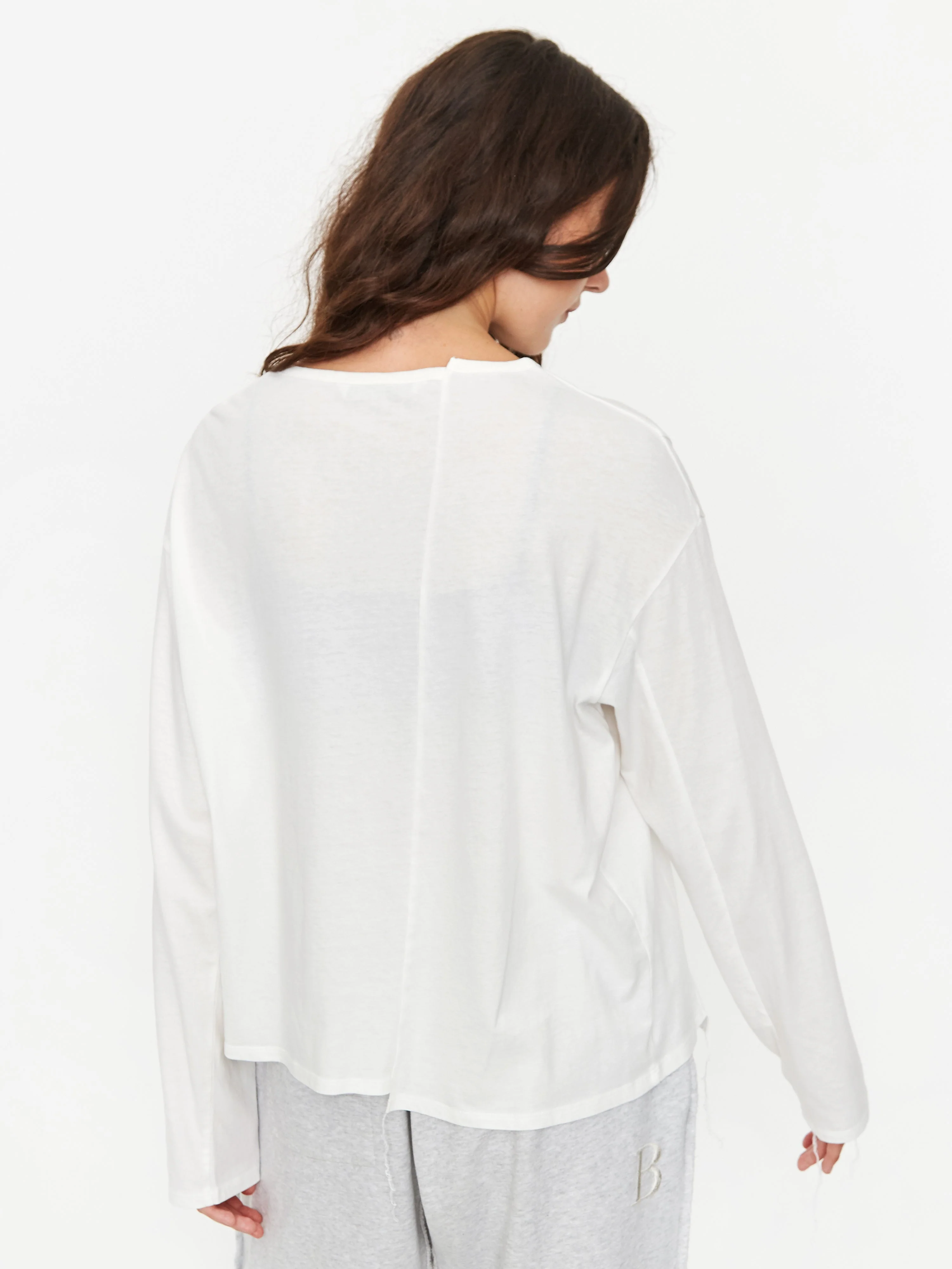 Stand Alone Solid Mixed Block Longsleeve T-Shirt - White - Image 8