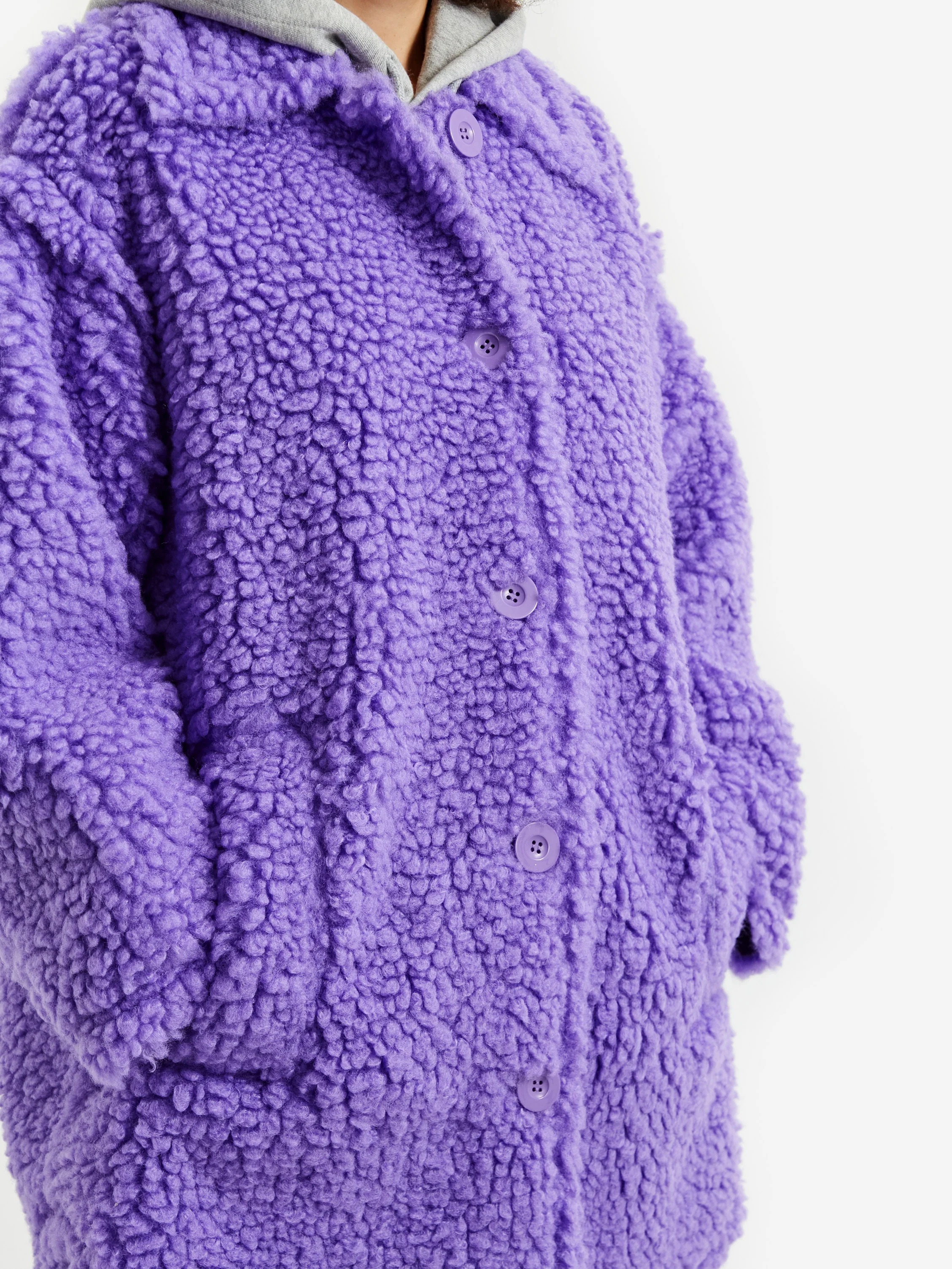 Stand Studio Gwen Coat Faux Fur Cloudy - Neon Violet - Image 3