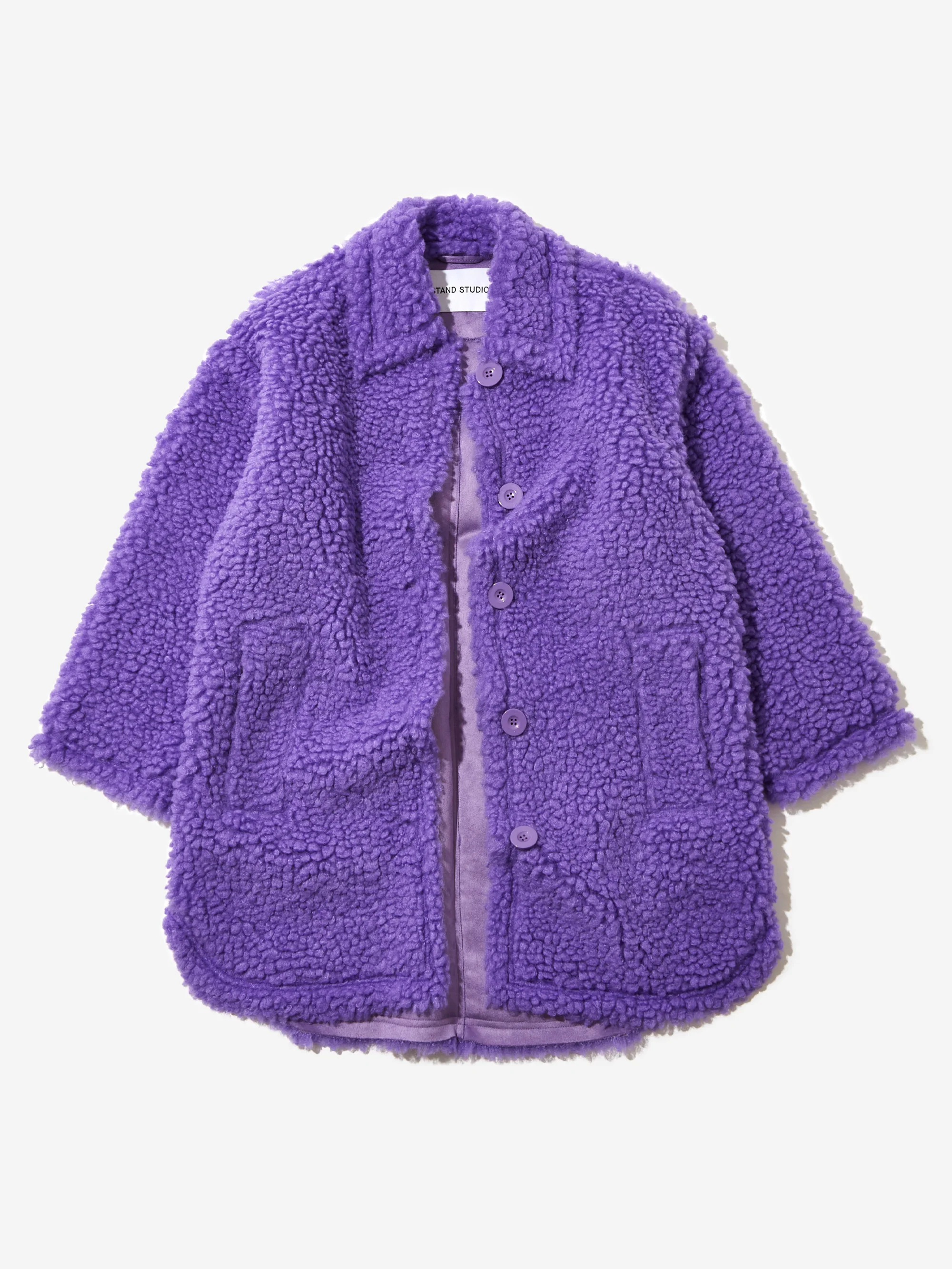 Stand Studio Gwen Coat Faux Fur Cloudy - Neon Violet - Image 6