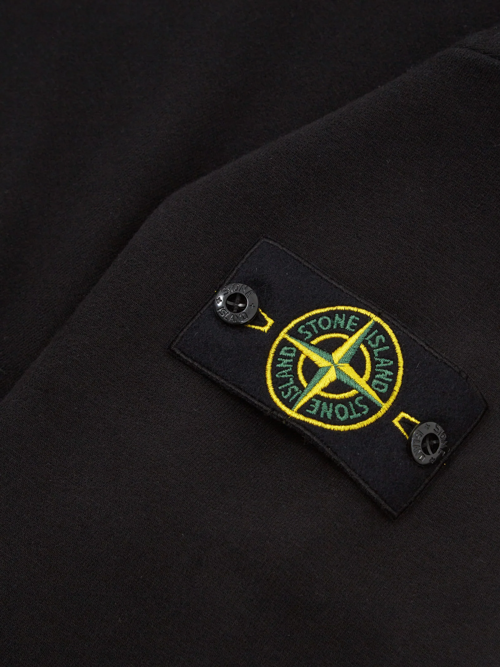 Stone Island Brushed Cotton Fleece Garment Dyed Hooded Sweatshirt - Black - Image 4