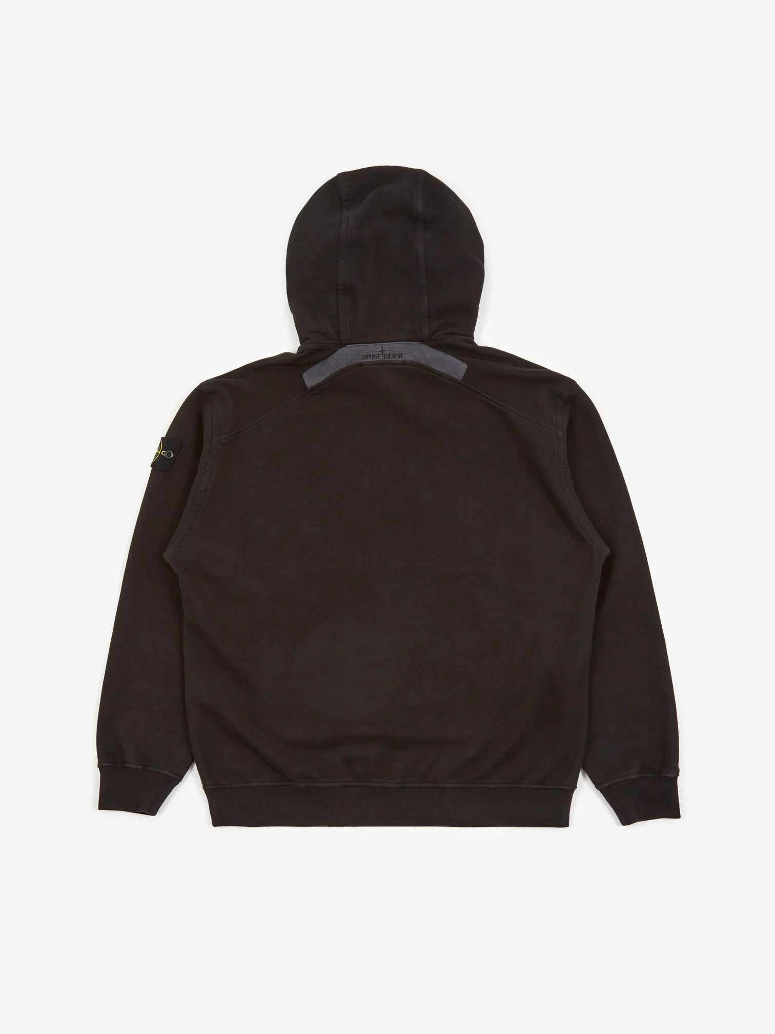 Stone Island Brushed Cotton Fleece Garment Dyed Hooded Sweatshirt - Black - Image 8