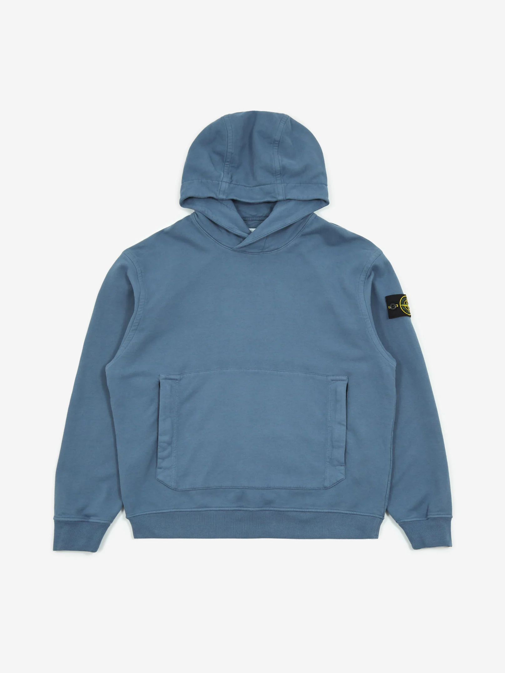 Stone Island Brushed Cotton Fleece Garment Dyed Hooded Sweatshirt - Dark Blue