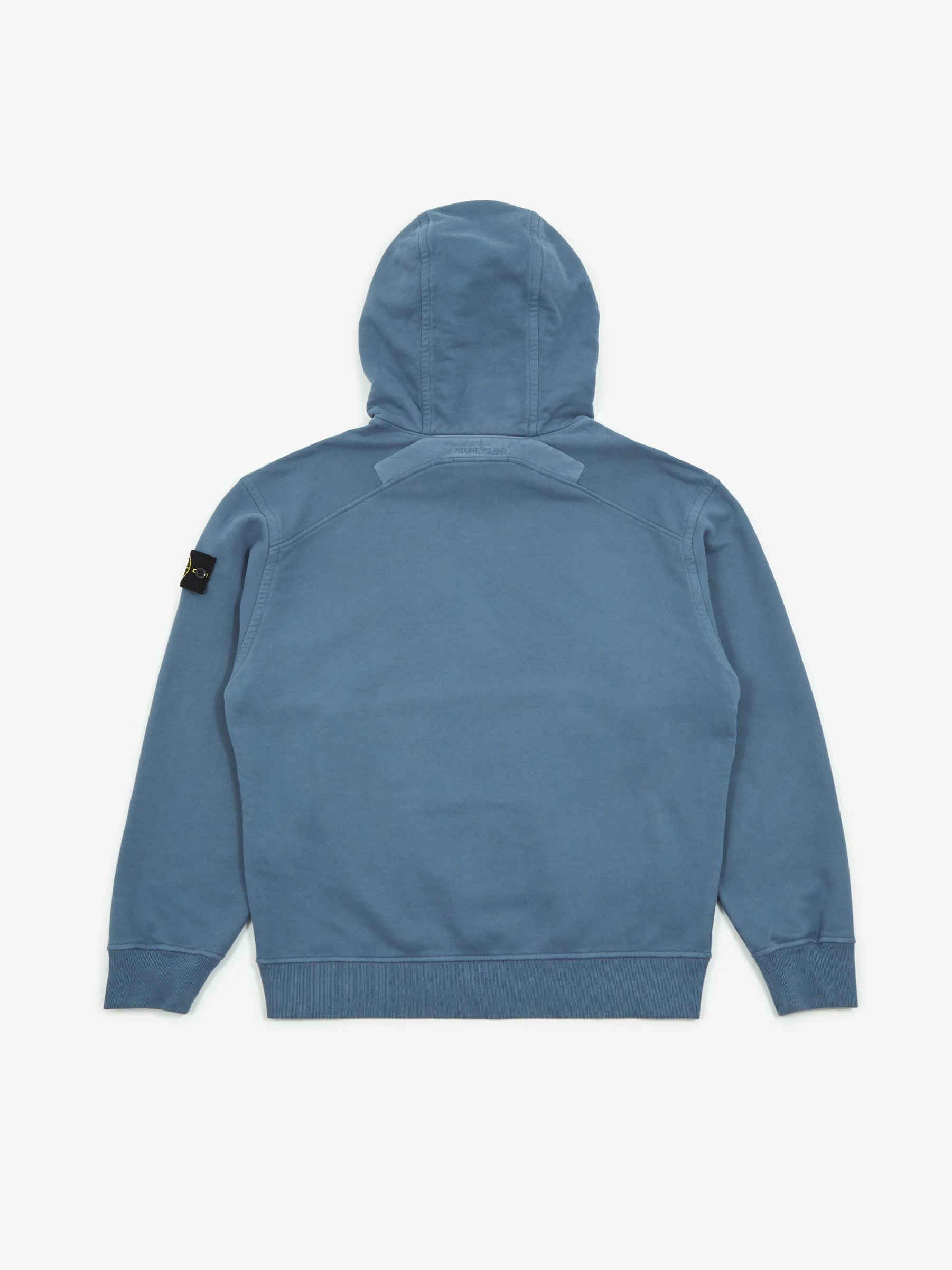 Stone Island Brushed Cotton Fleece Garment Dyed Hooded Sweatshirt - Dark Blue - Image 7