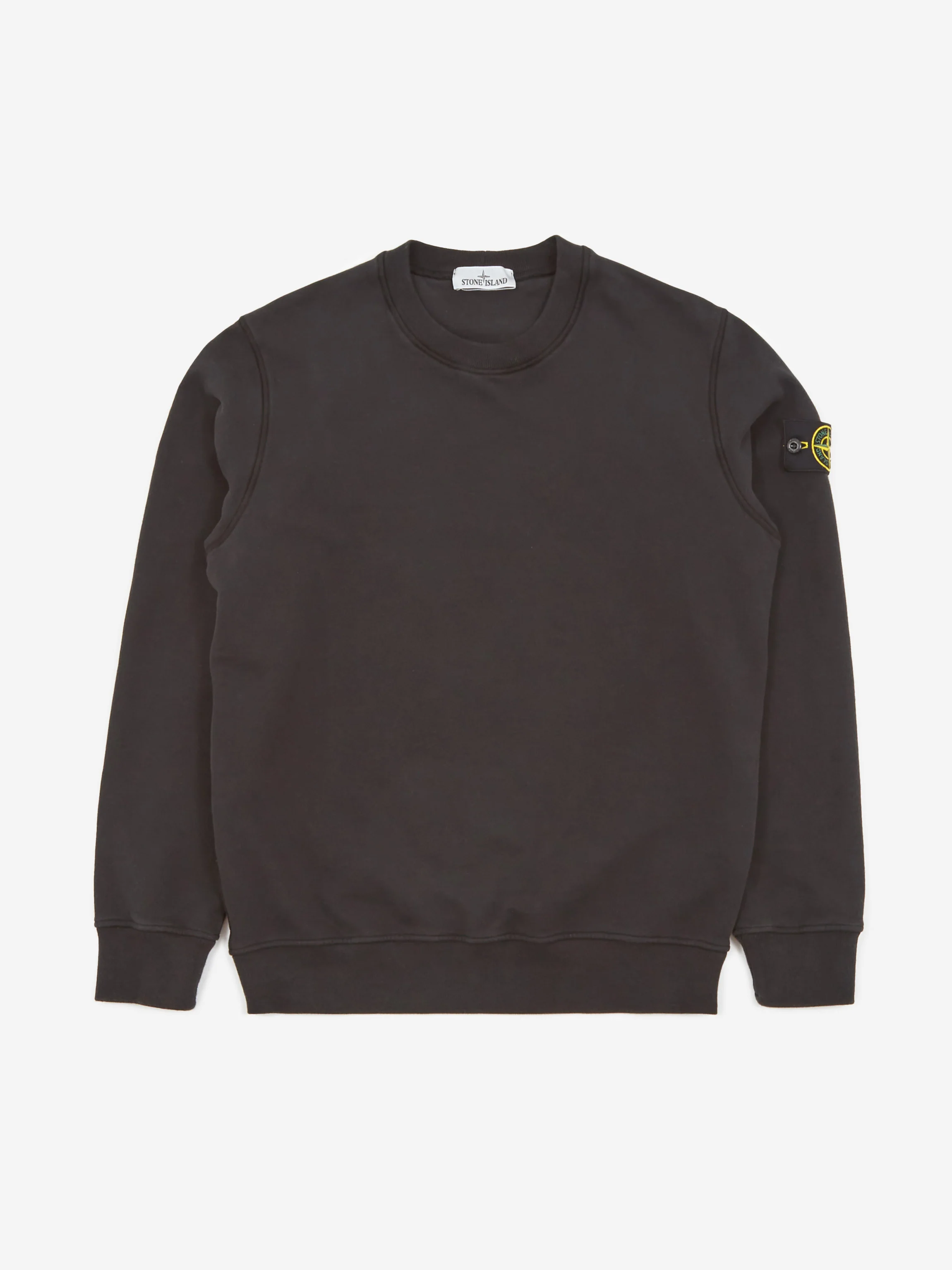 Stone Island Brushed Cotton Fleece Garment Dyed Sweatshirt - Black