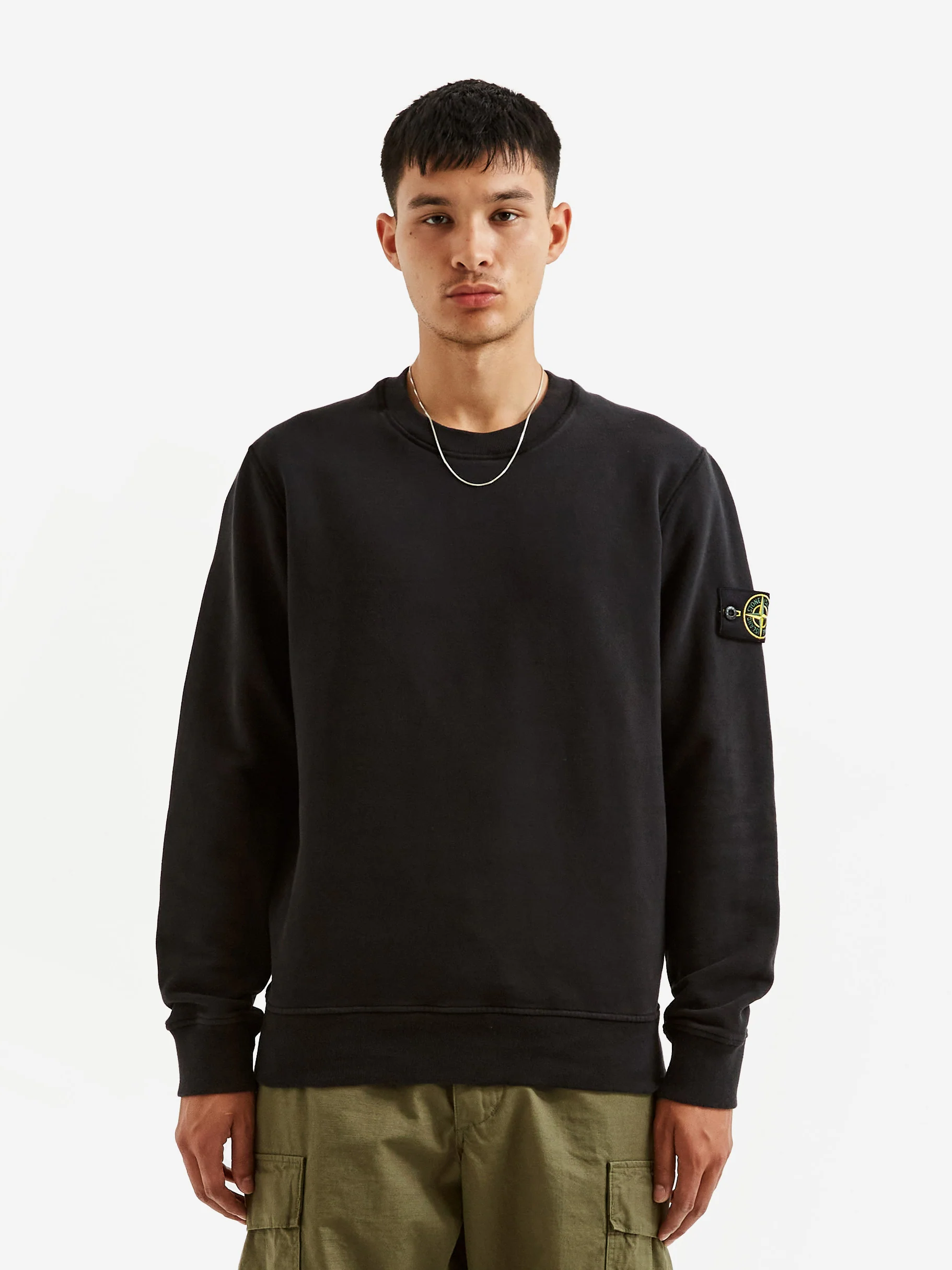 Stone Island Brushed Cotton Fleece Garment Dyed Sweatshirt - Black - Image 5