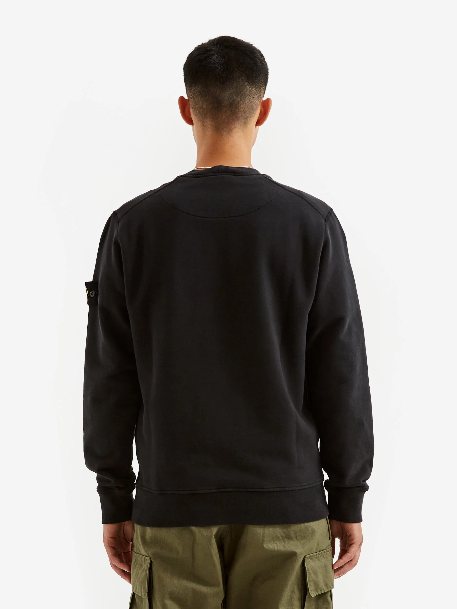 Stone Island Brushed Cotton Fleece Garment Dyed Sweatshirt - Black - Image 7