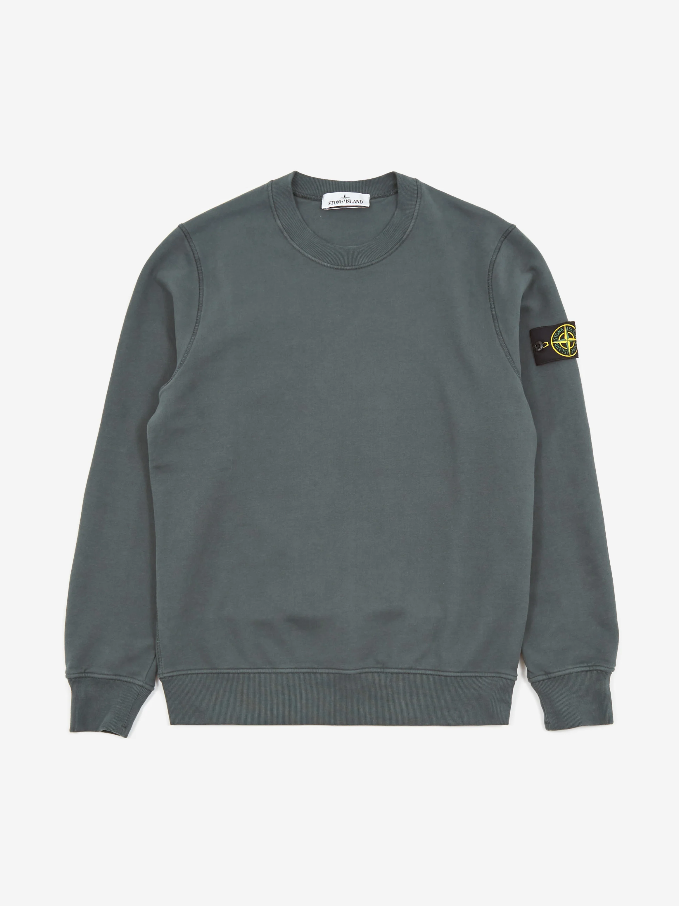 Stone Island Brushed Cotton Fleece Garment Dyed Sweatshirt - Petrol
