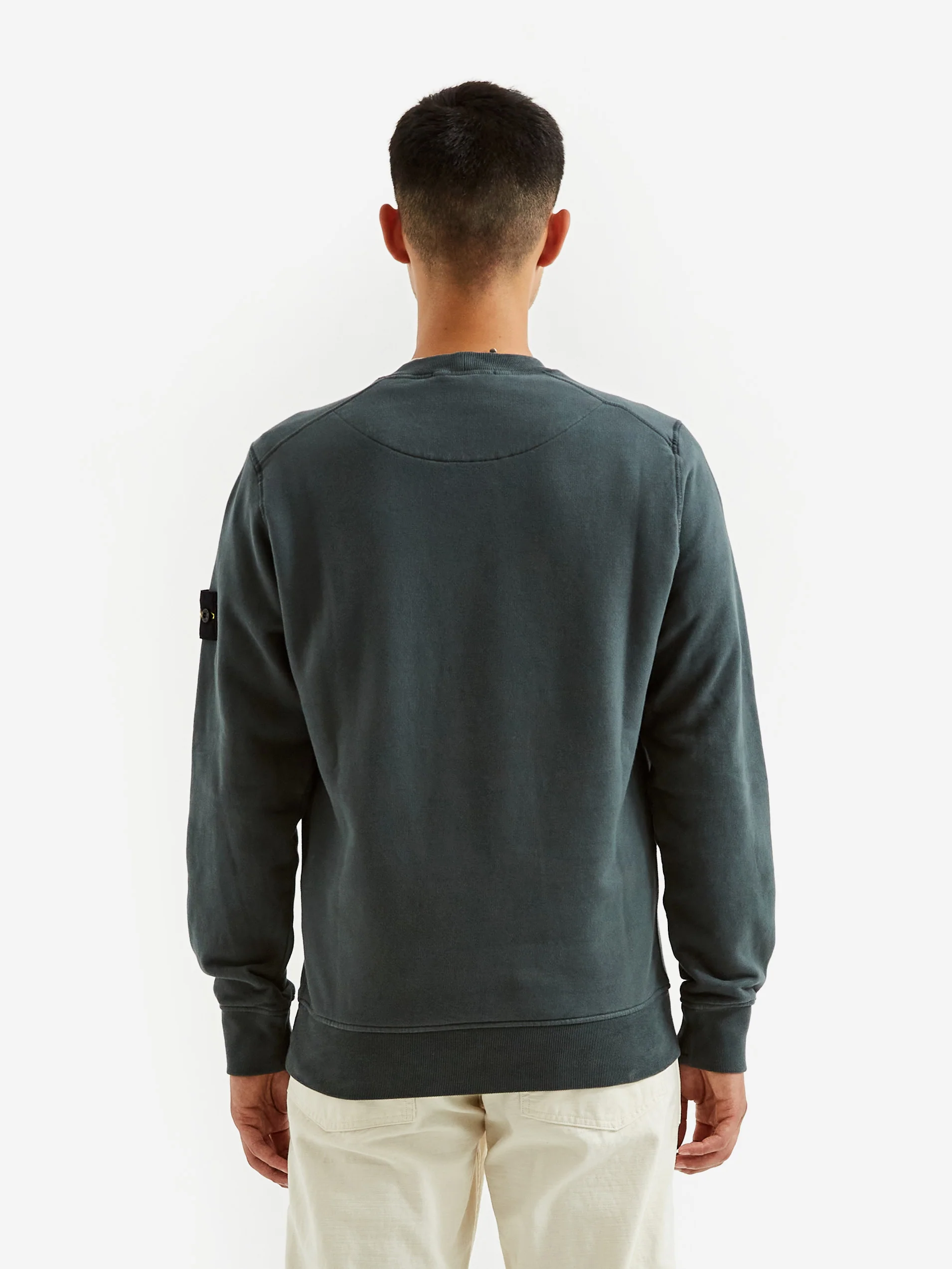 Stone Island Brushed Cotton Fleece Garment Dyed Sweatshirt - Petrol - Image 7