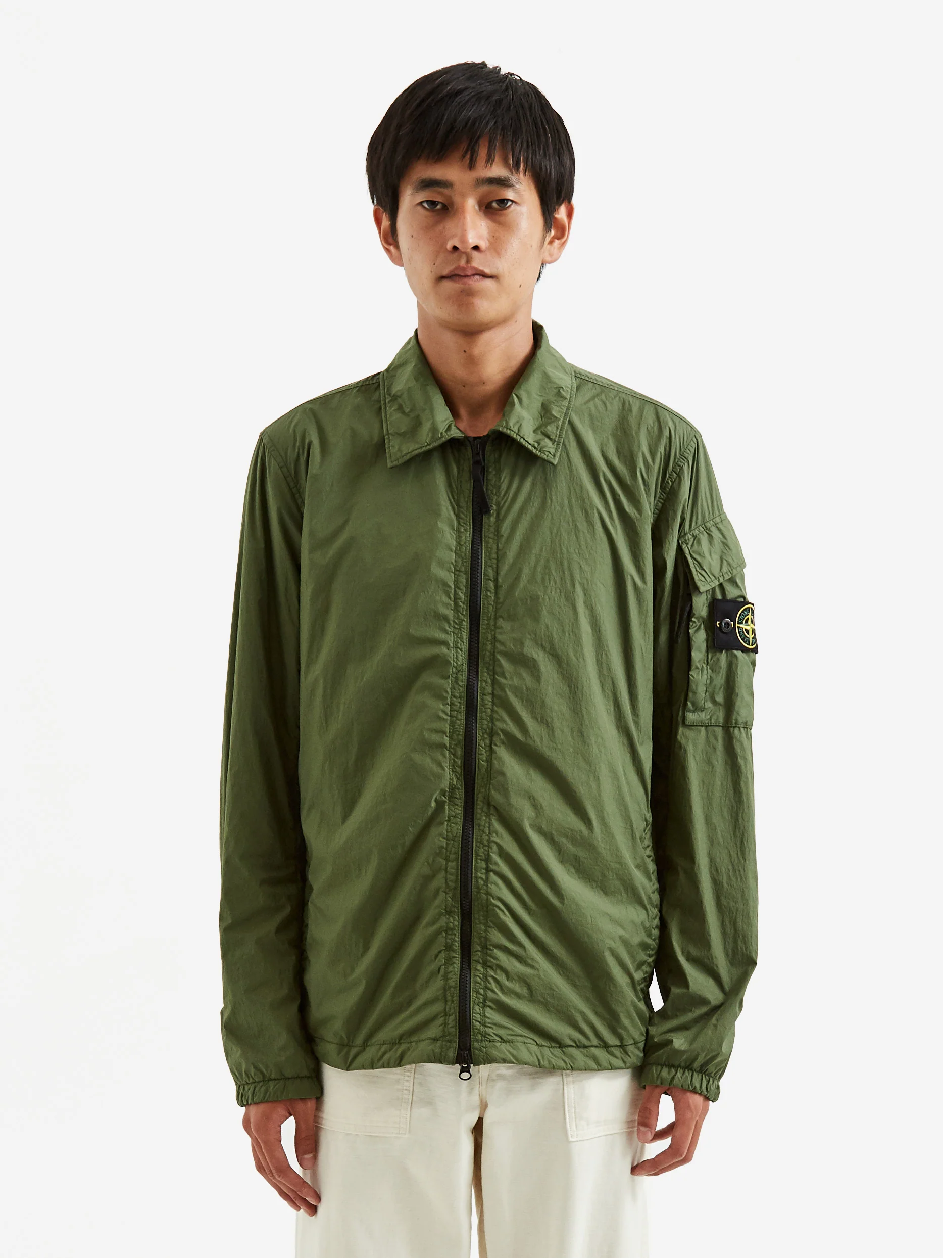 Stone Island Garment Dyed Crinkle Reps R-NY Down Overshirt - Olive - Image 6