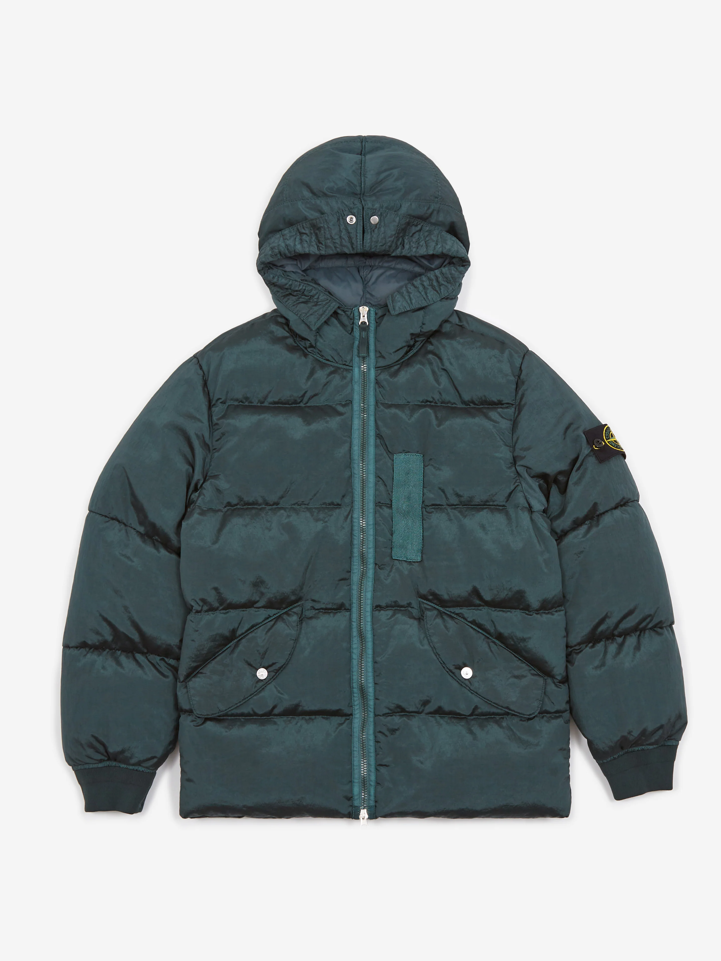 Stone Island Garment Dyed Hooded Down Jacket - Petrol