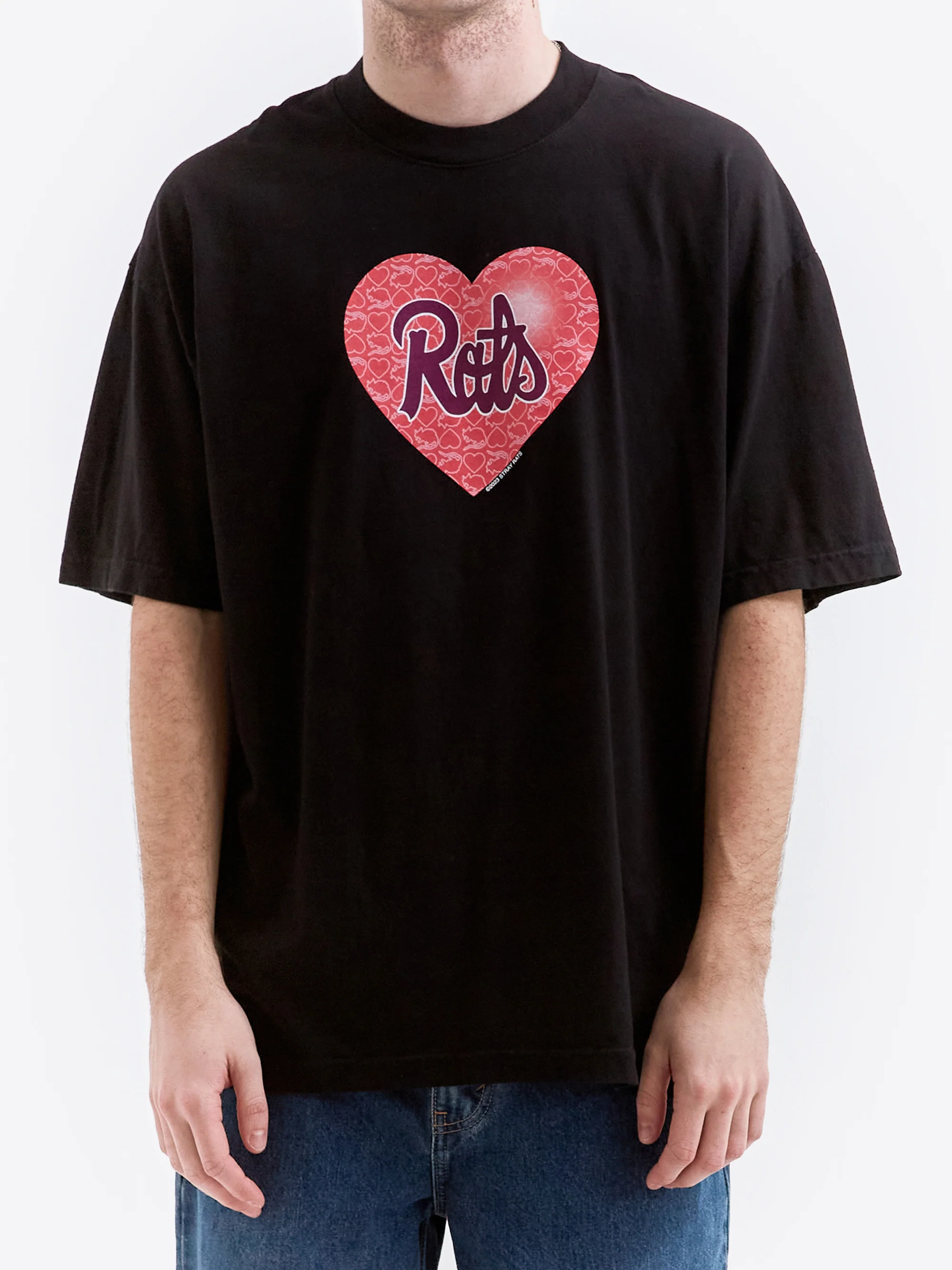 Stray Rats Rat Heart T-Shirt - Black - Image 4