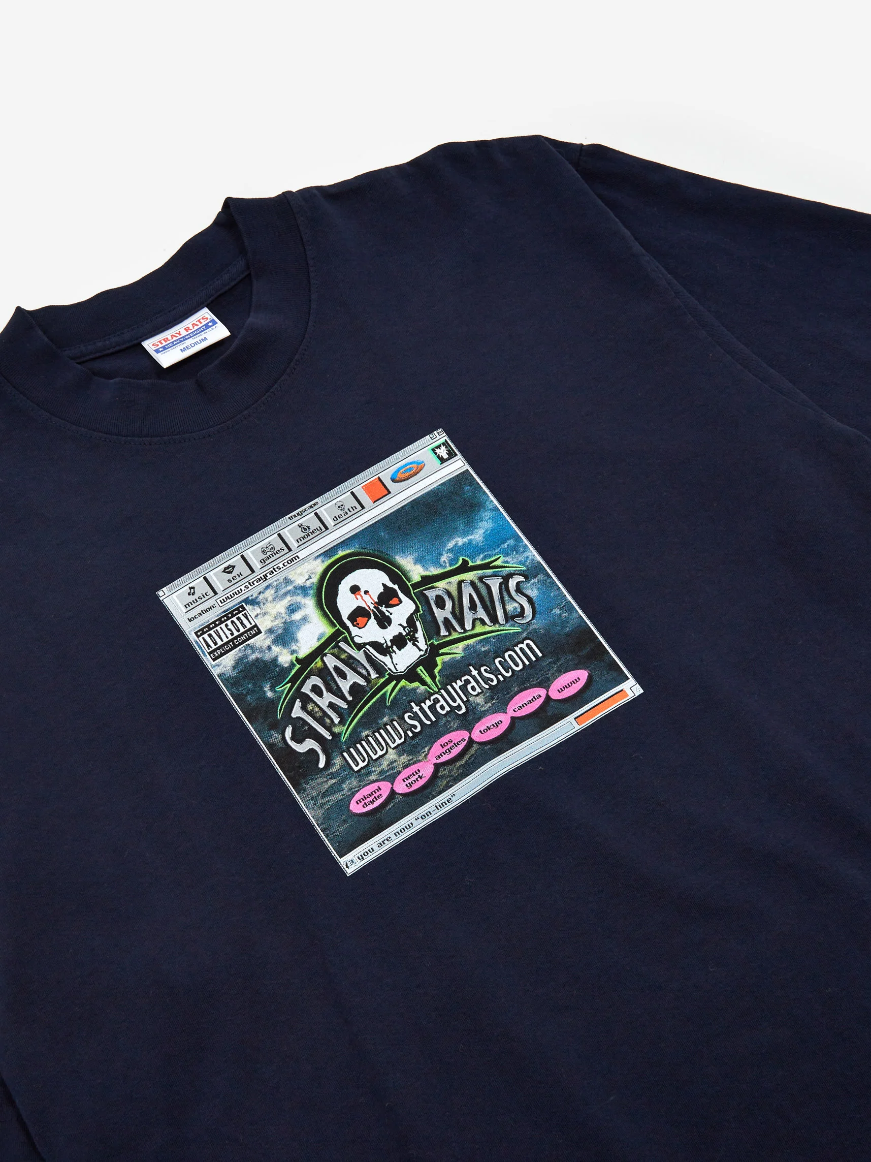 Stray Rats Skull Pad Shortsleeve T-Shirt - Navy - Image 2