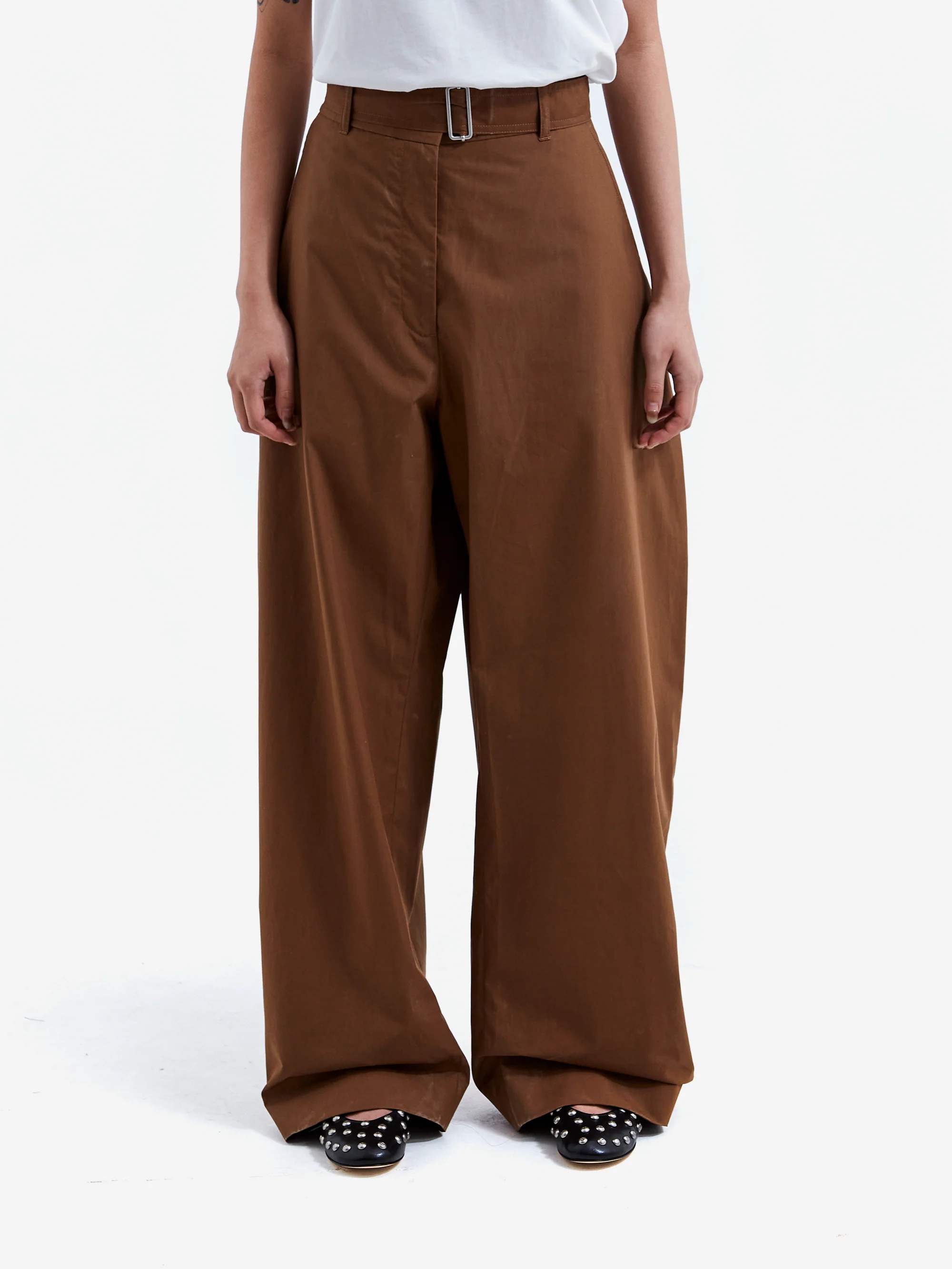 Studio Nicholson Doring Belted Round Leg Pant - Almond