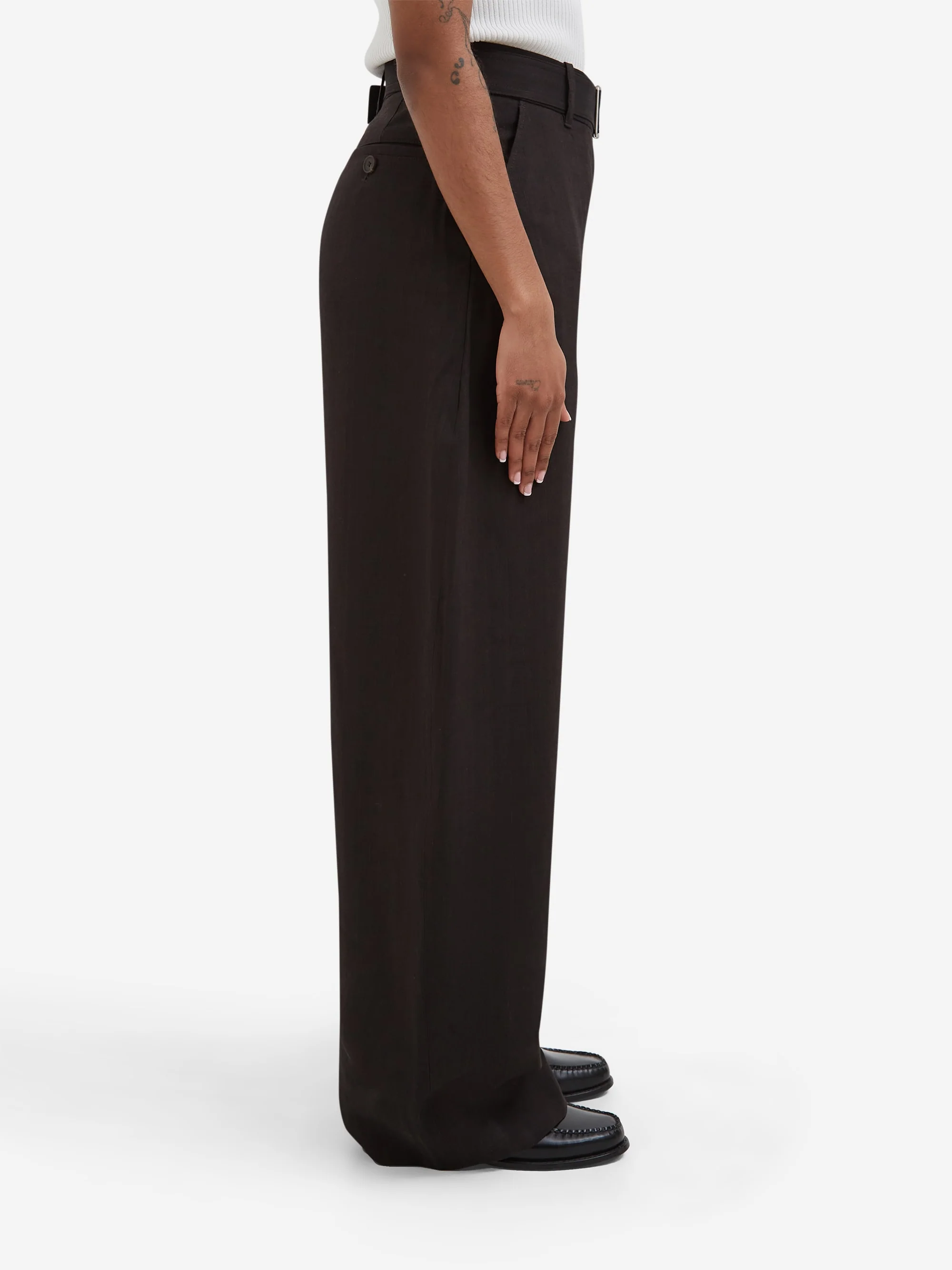 Studio Nicholson Chatto Belted Pants - Espresso - Image 2