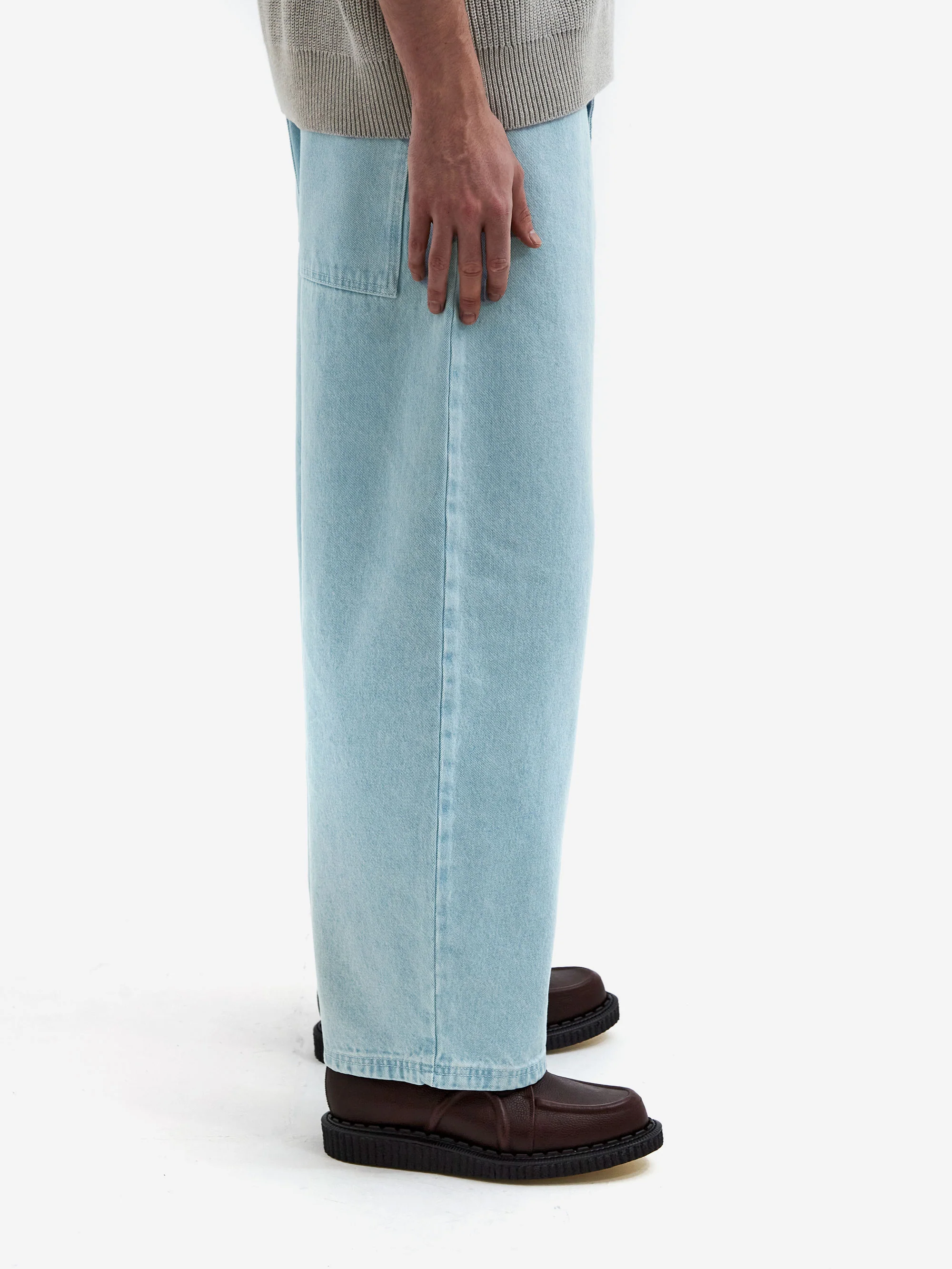 Studio Nicholson Paolo Denim Volume Pant - Bleach Wash - Image 3