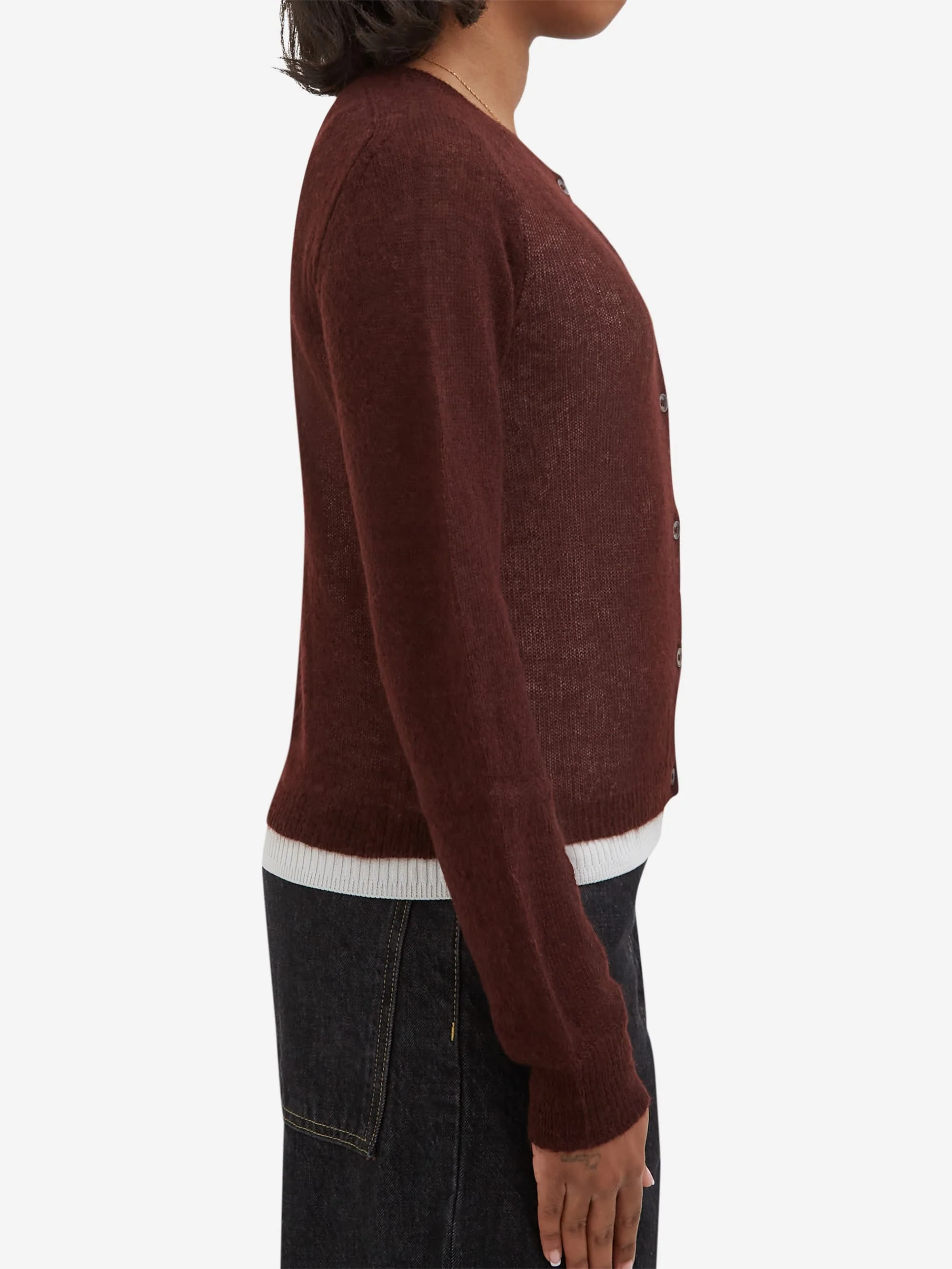 Studio Nicholson Iska Mohair Cardigan - Mulberry - Image 2