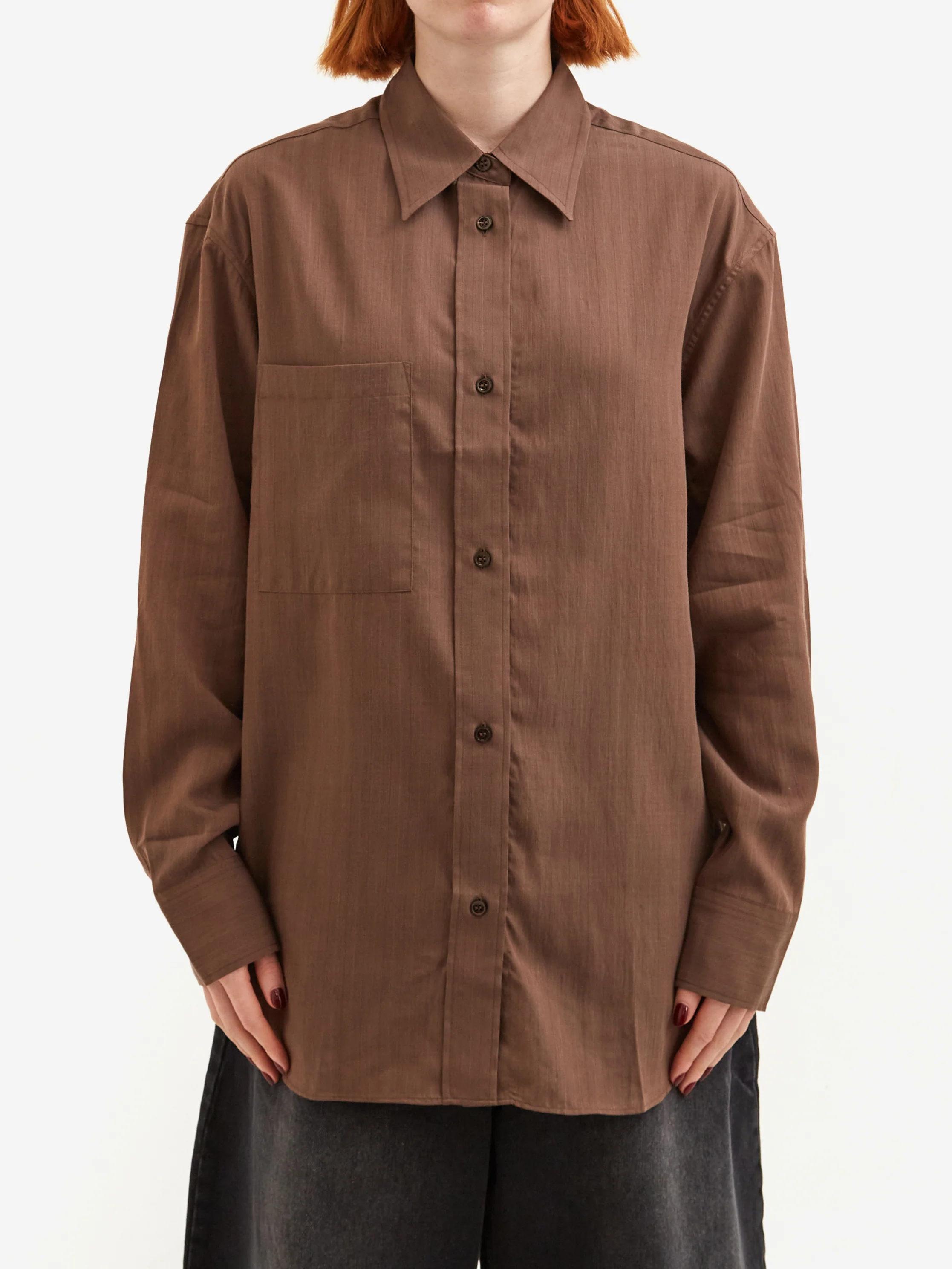 Studio Nicholson Leto Oversized Classic Shirt - Brown