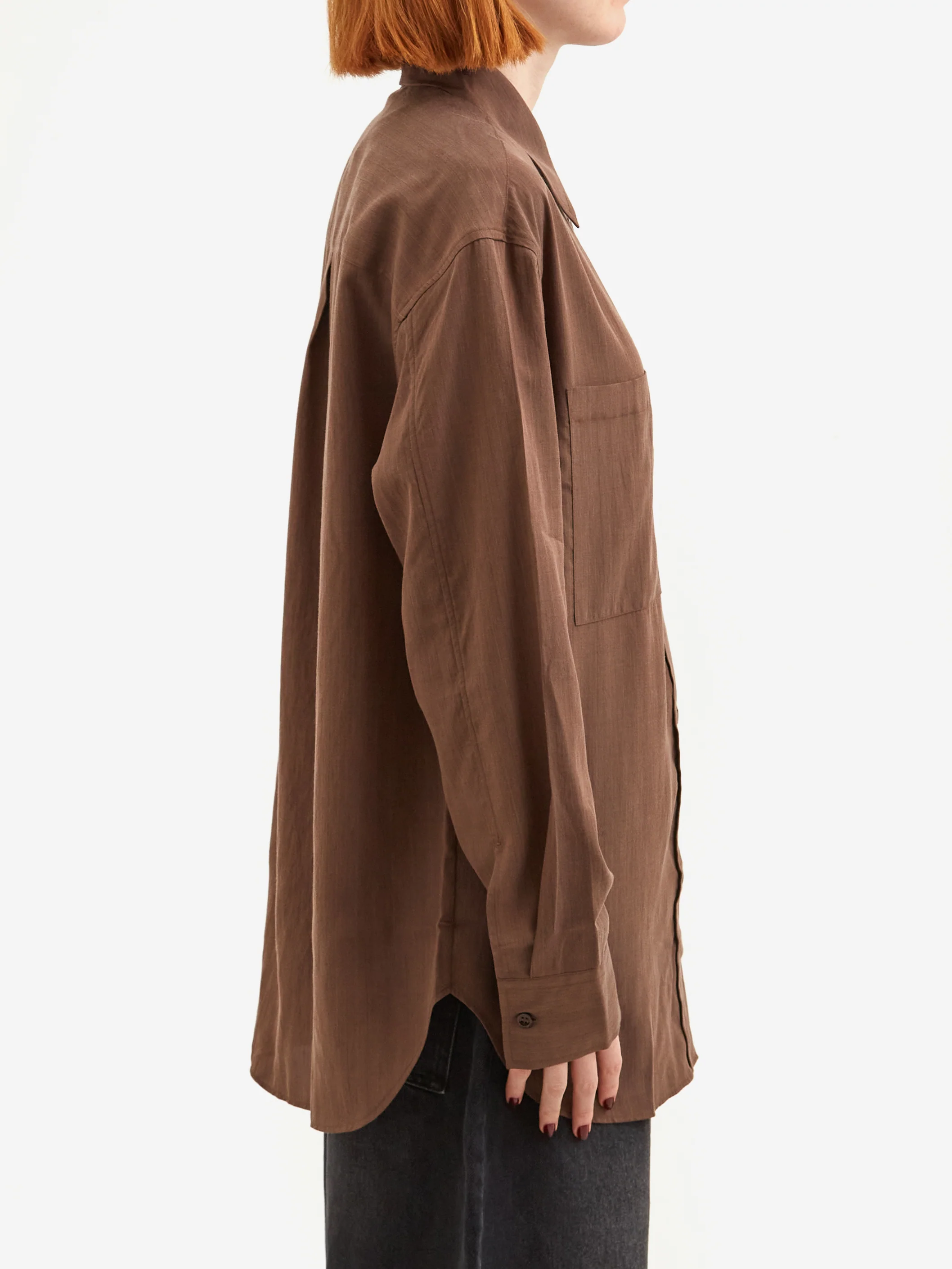 Studio Nicholson Leto Oversized Classic Shirt - Brown - Image 2