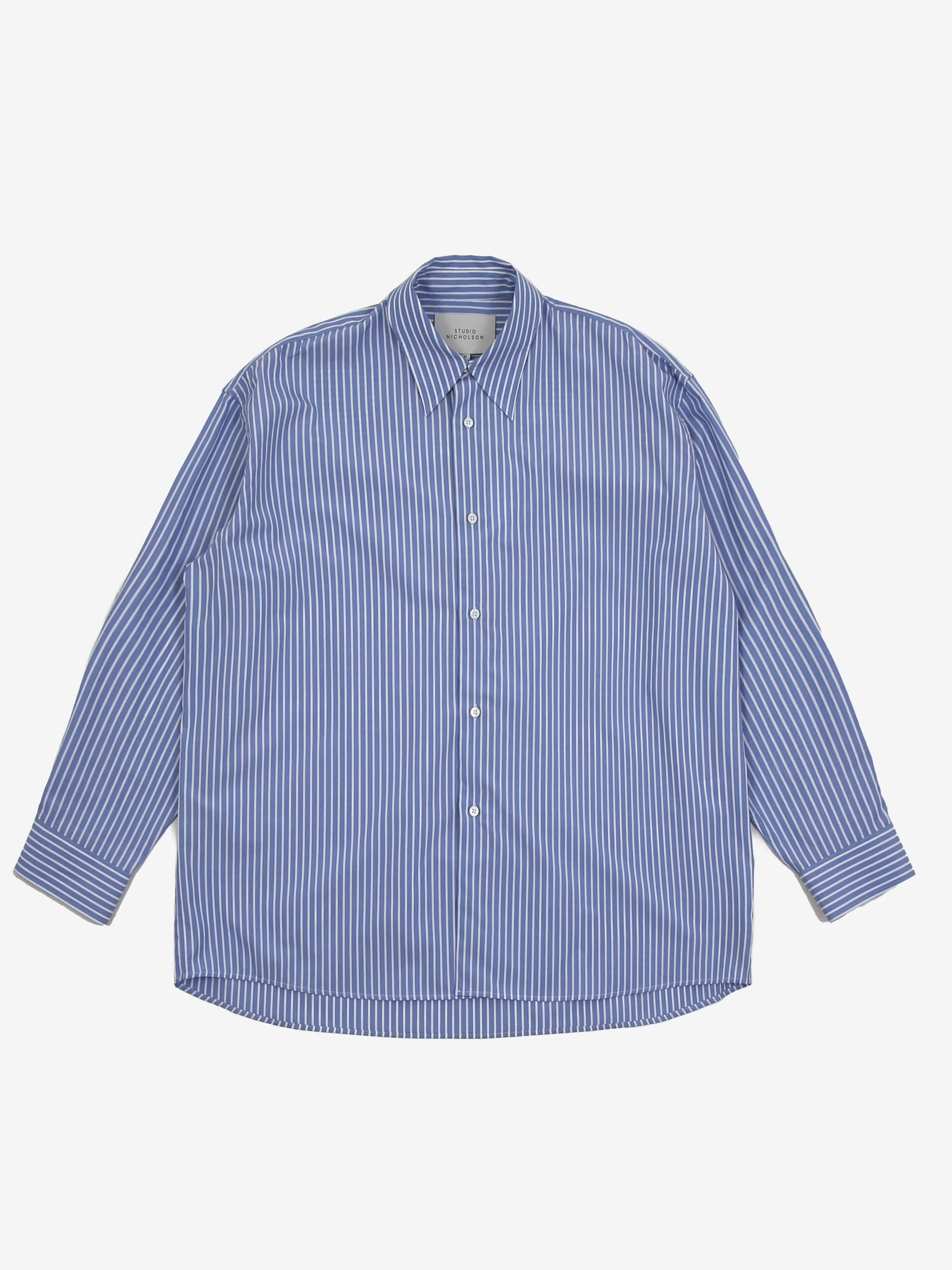 Studio Nicholson Loche Shirt - Powder Blue/White