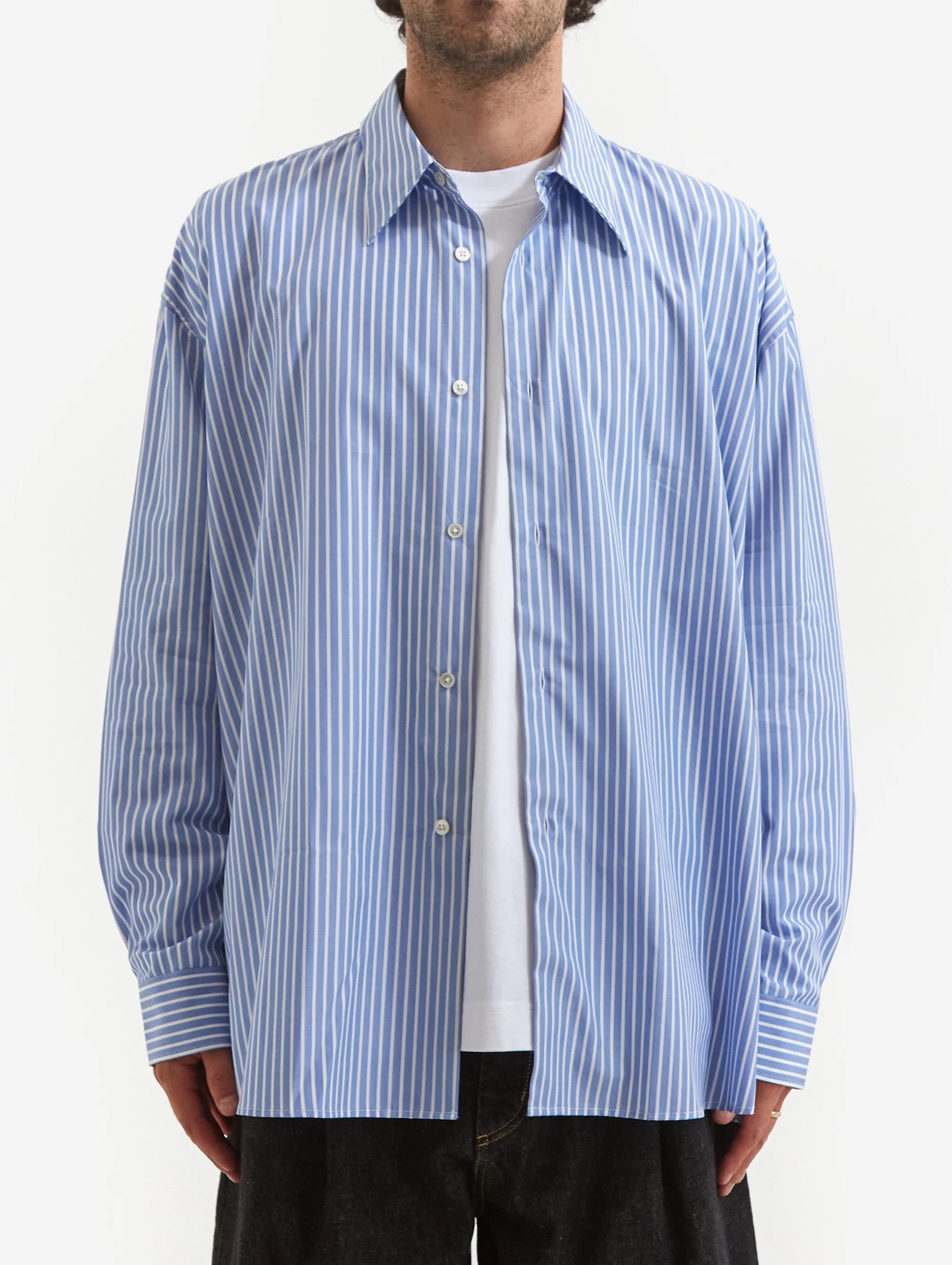 Studio Nicholson Loche Shirt - Powder Blue/White - Image 2