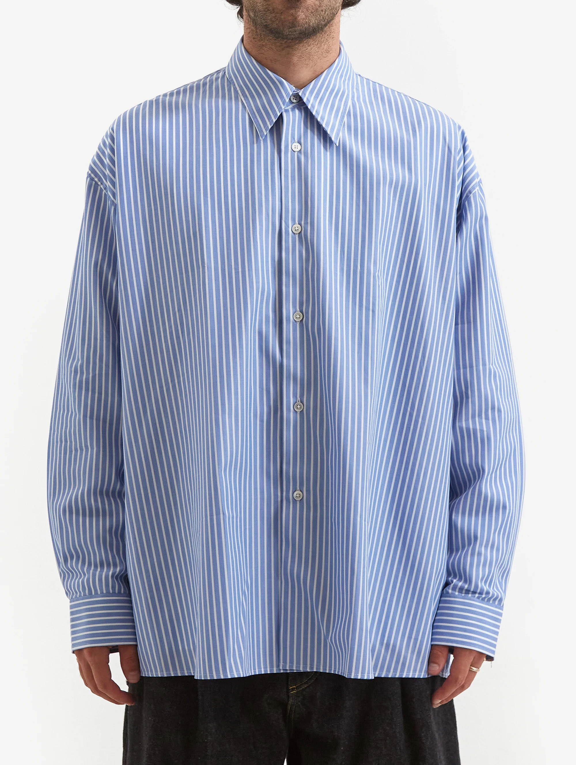 Studio Nicholson Loche Shirt - Powder Blue/White - Image 3