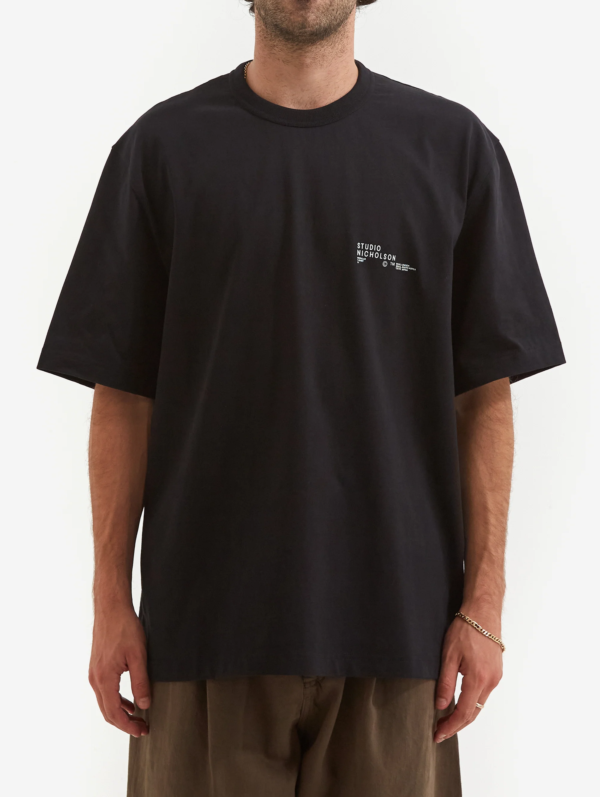 Studio Nicholson Module Logo Box Fit T-Shirt - Black - Image 2