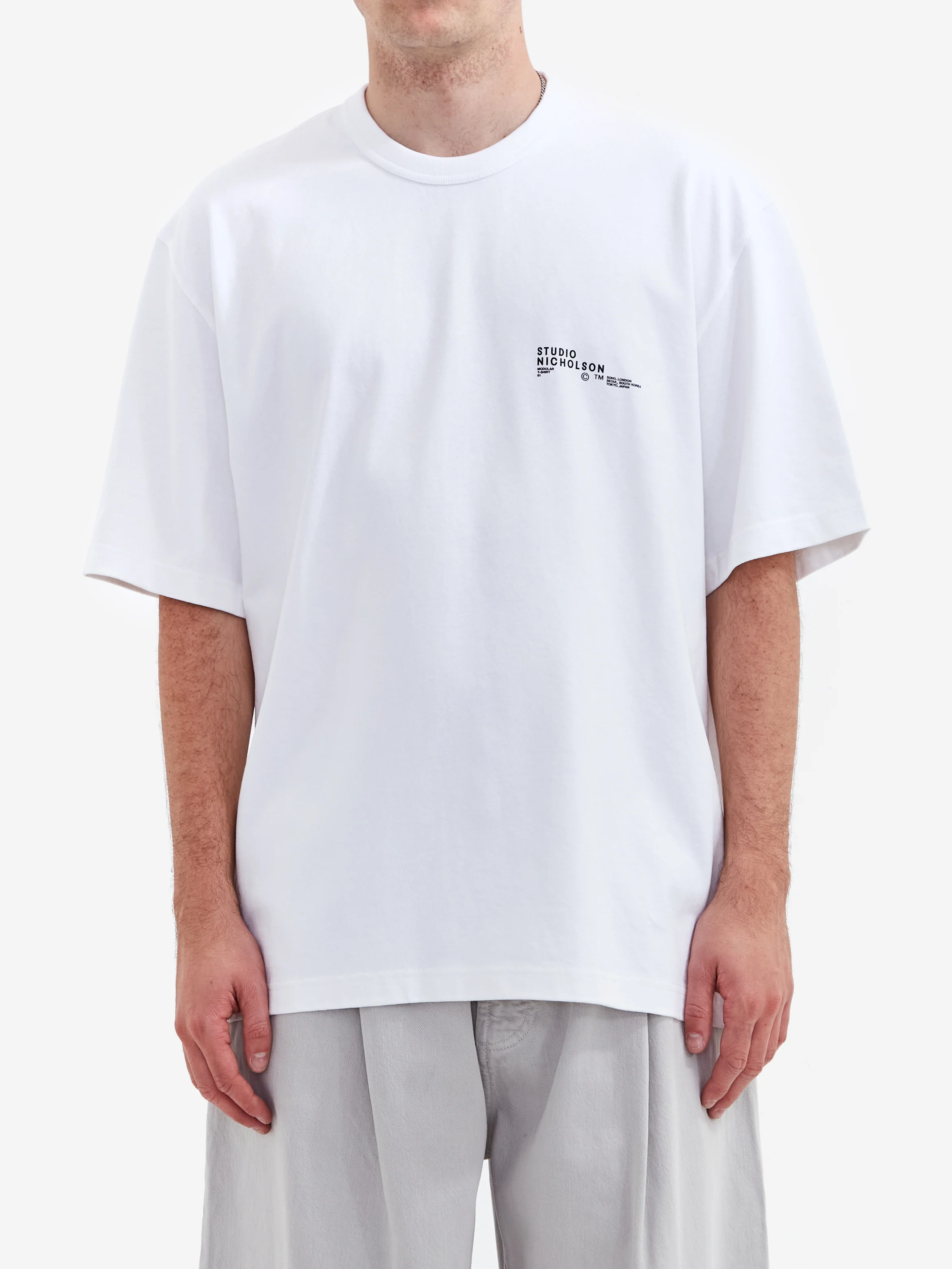 Studio Nicholson Module Logo Box Fit T-Shirt - White - Image 2