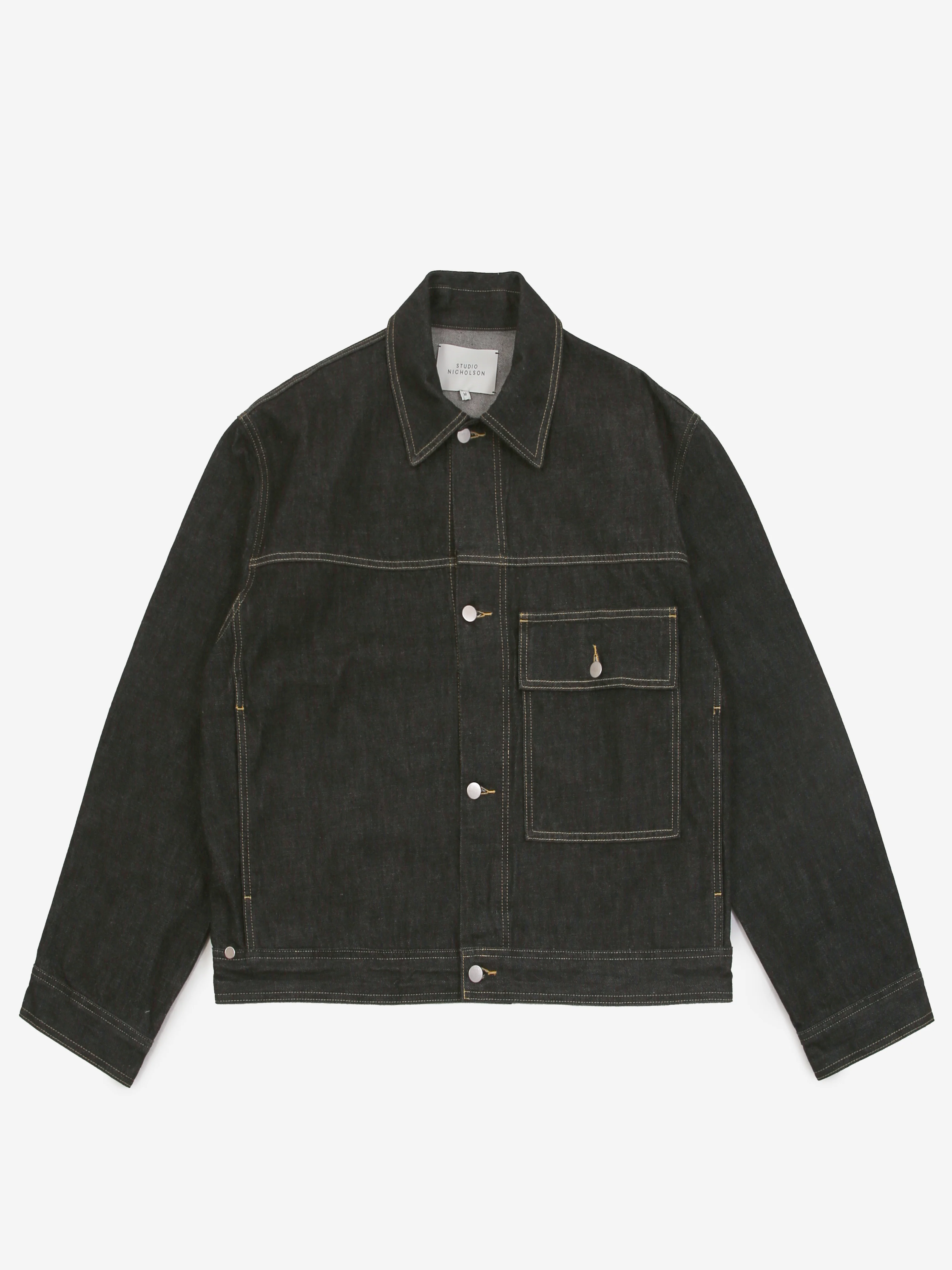 Studio Nicholson Petar Patch Pocket Denim Jacket - Black