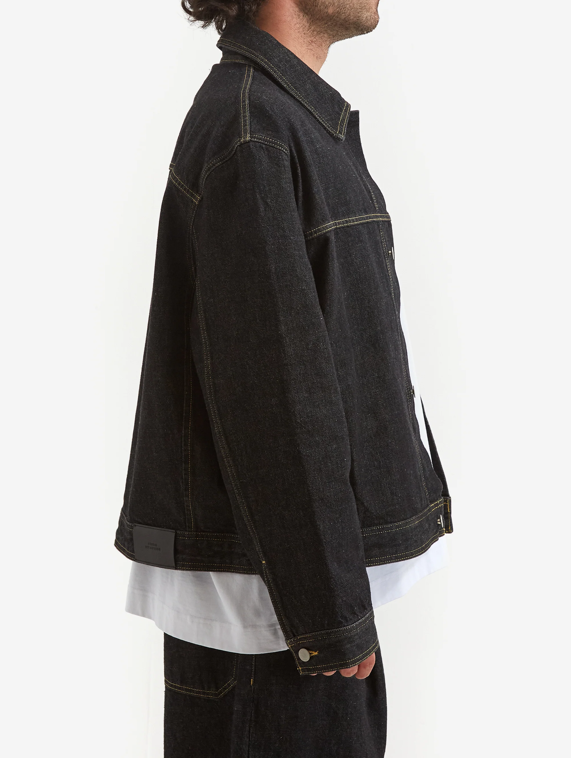 Studio Nicholson Petar Patch Pocket Denim Jacket - Black - Image 7