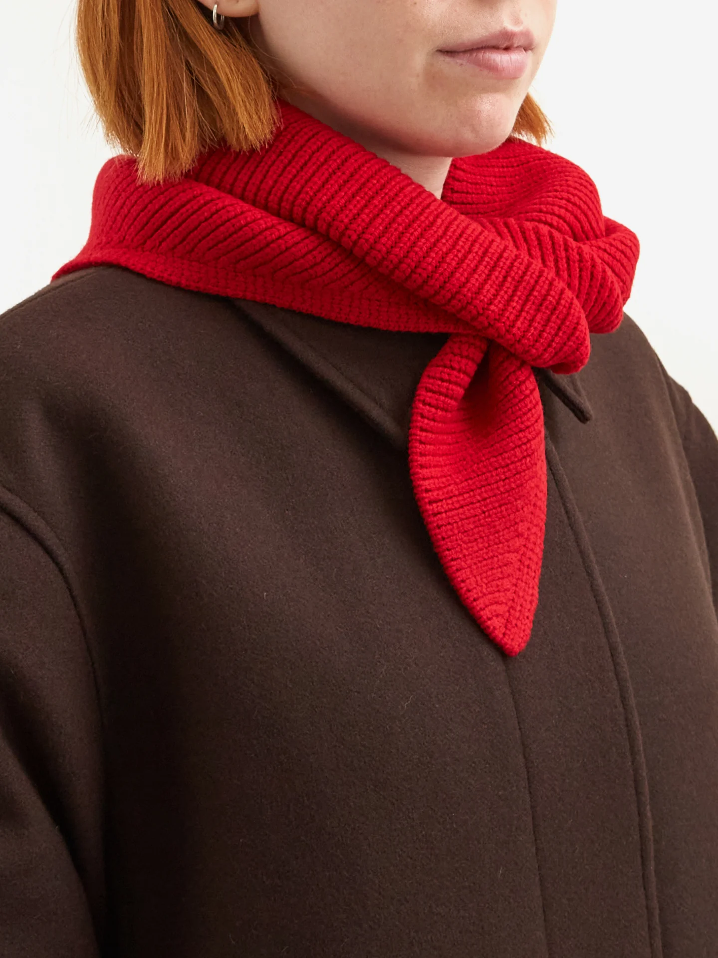 Studio Nicholson Pythagoras 12G Triangle Scarf - Crimson - Image 2