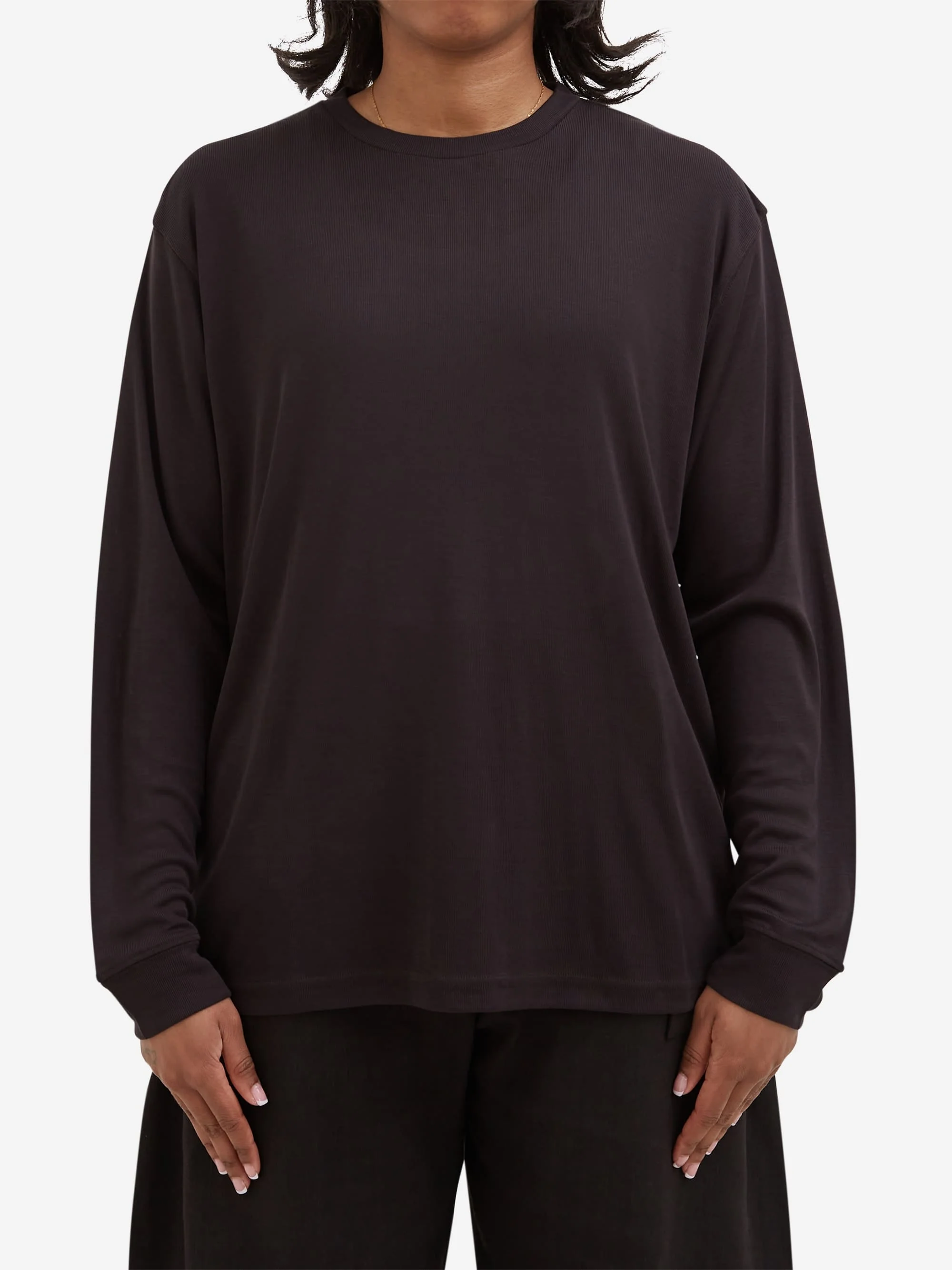 Studio Nicholson Simmons Long Sleeve Tee - Black Grape
